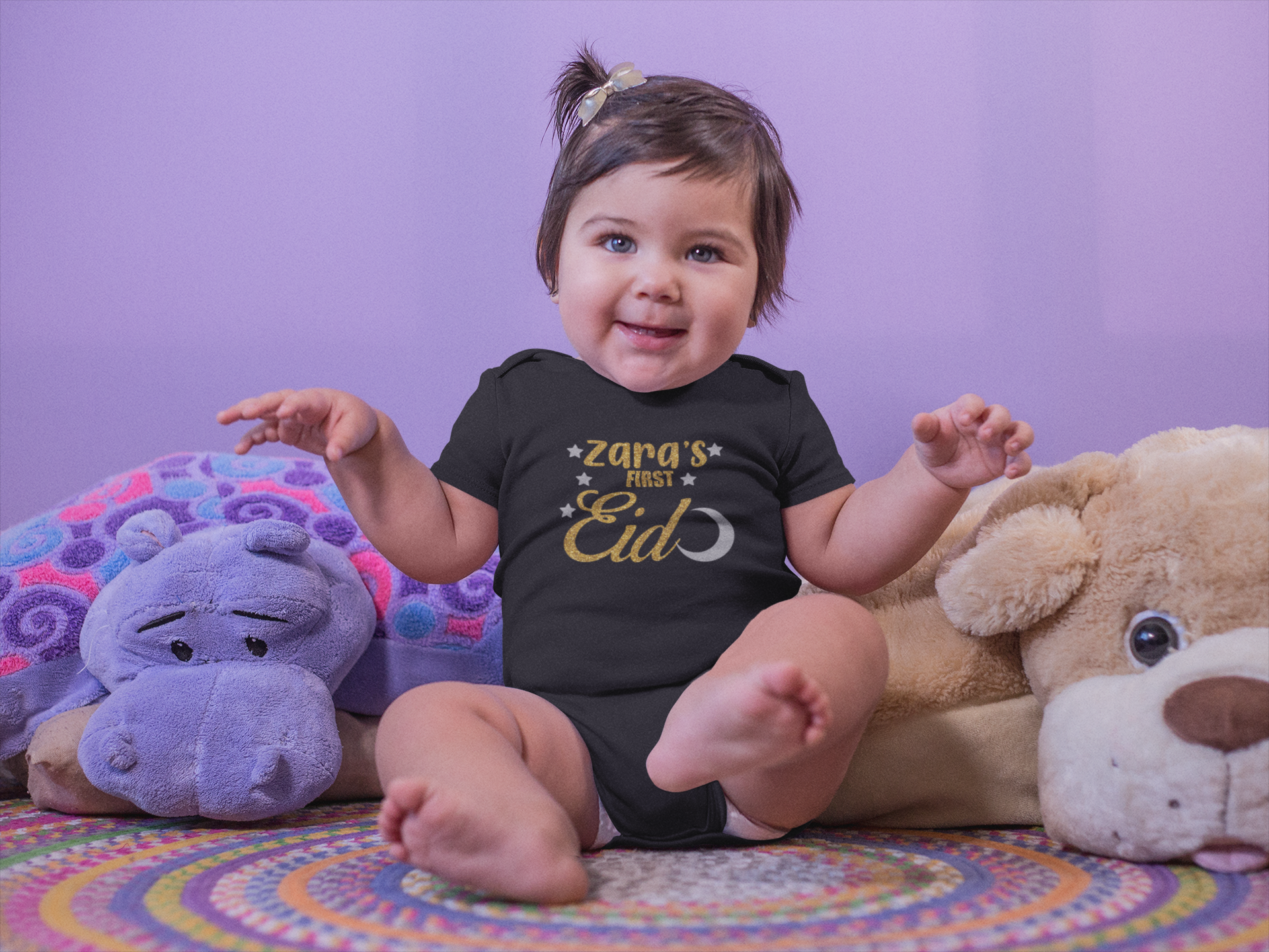 1st Eid Custom Name Rompers for Baby Girl- FunkyTeesClub
