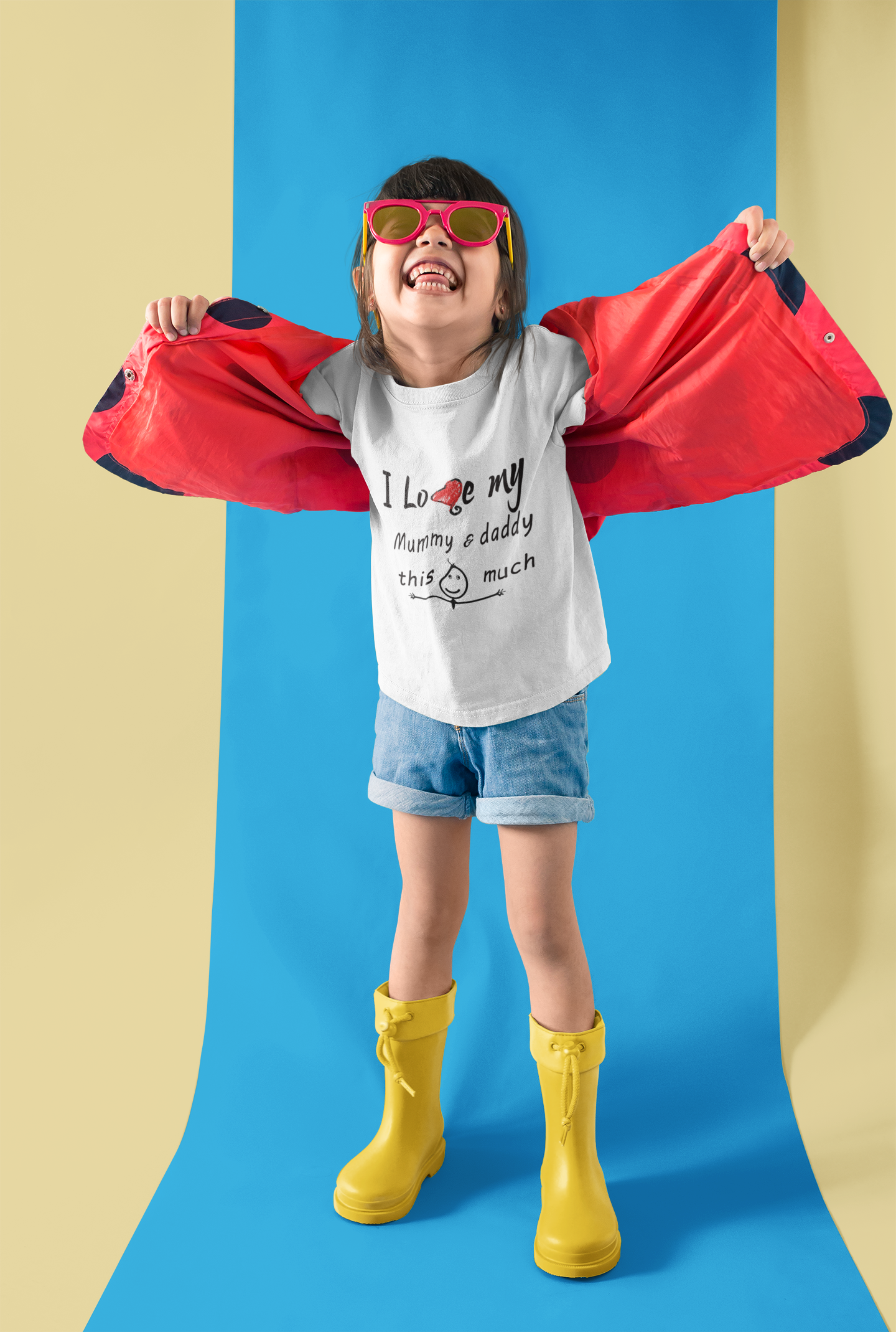 I Love My Mummy Daddy Half Sleeves T-Shirt For Girls -FunkyTeesClub