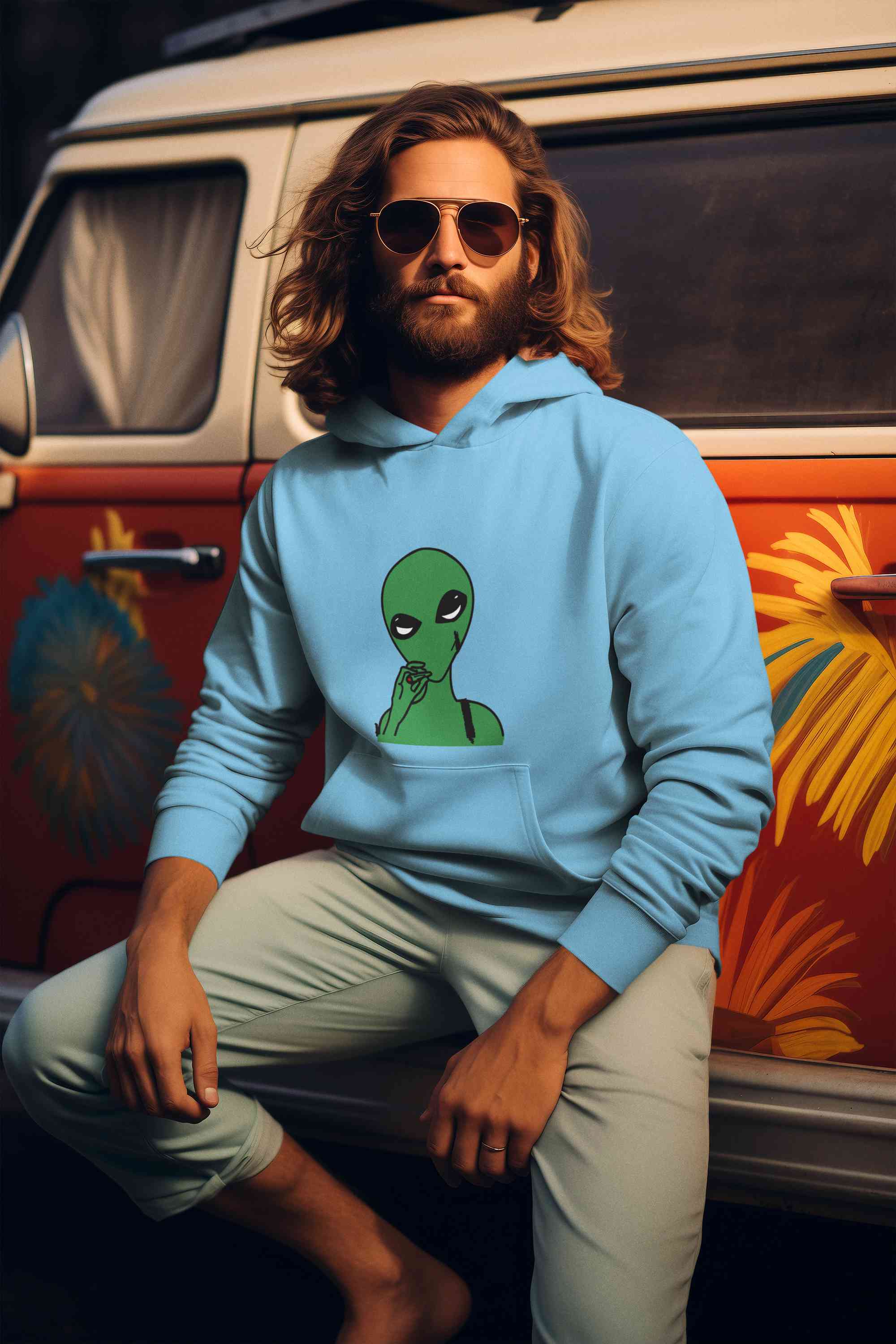 Alien Smoking Graphic Men Hoodies-FunkyTeesClub
