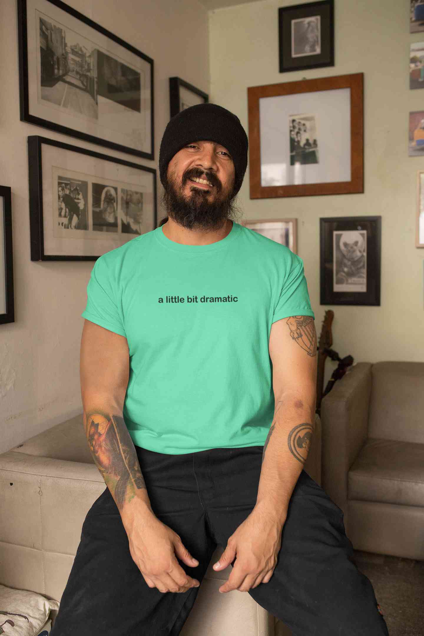 A Little Bit Dramatic Minimal Mens Half Sleeves T-shirt- FunkyTeesClub