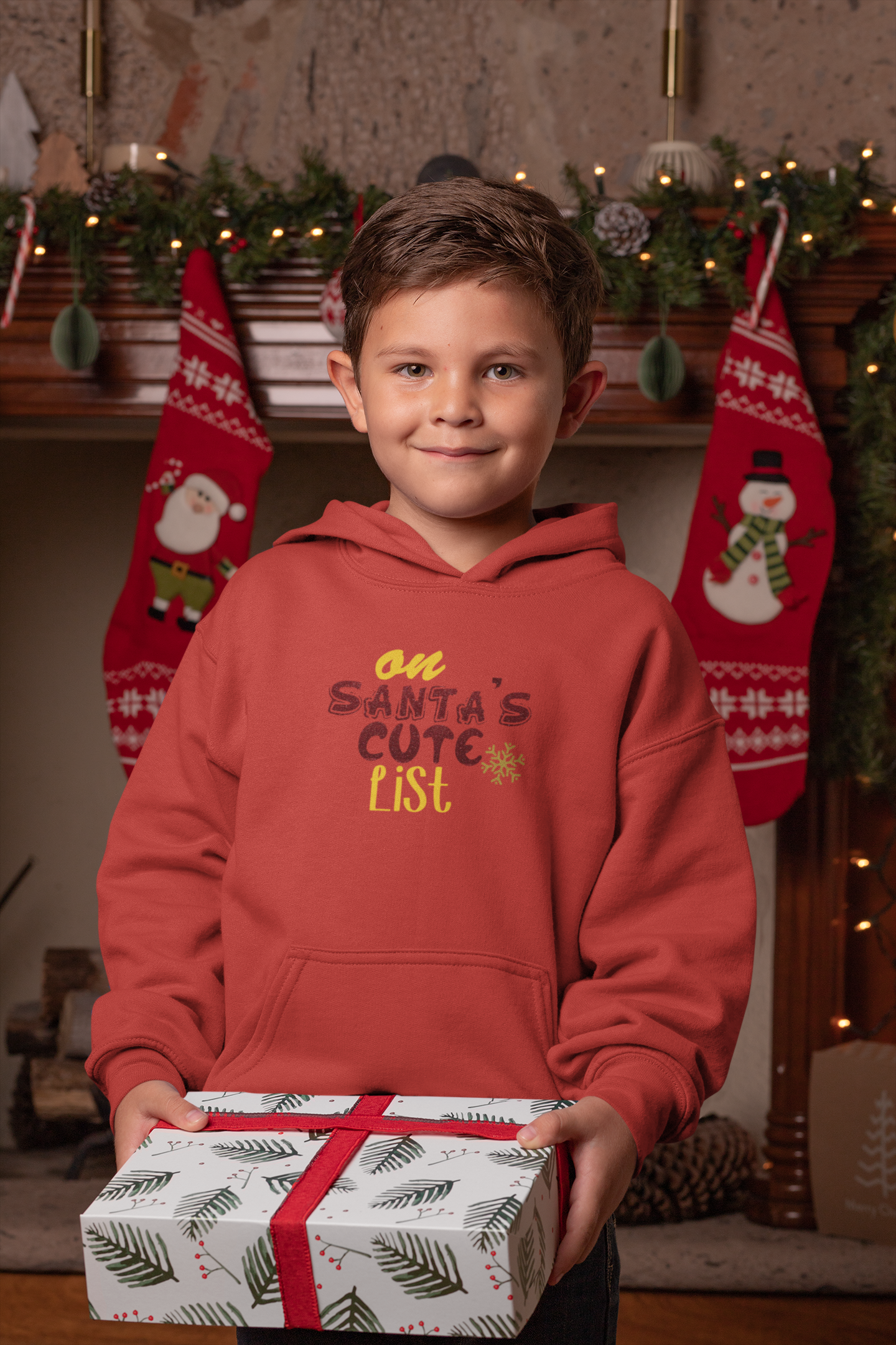 On Santas Cute List Christmas Boy Hoodies-FunkyTeesClub