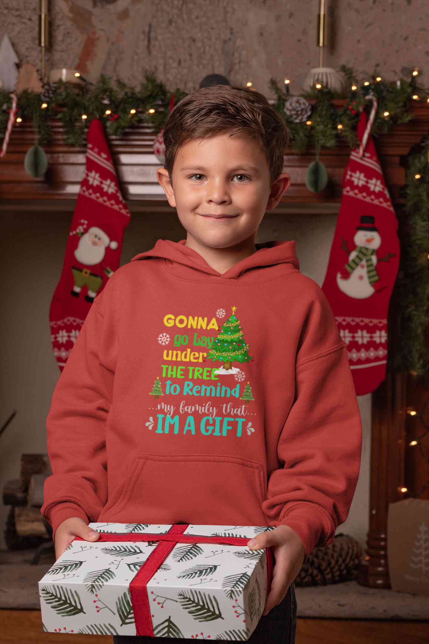 Gift Under Christmas Tree Boy Hoodies-FunkyTeesClub