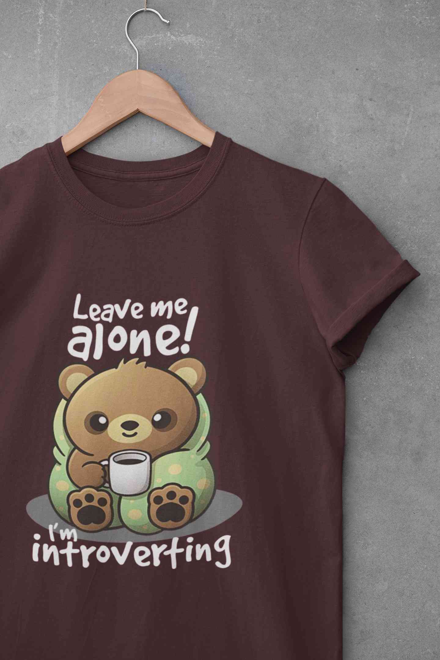 Leave Me Alone I Am Introverting Graphic Funny Quotes Mens Half Sleeves T-shirt- FunkyTeesClub