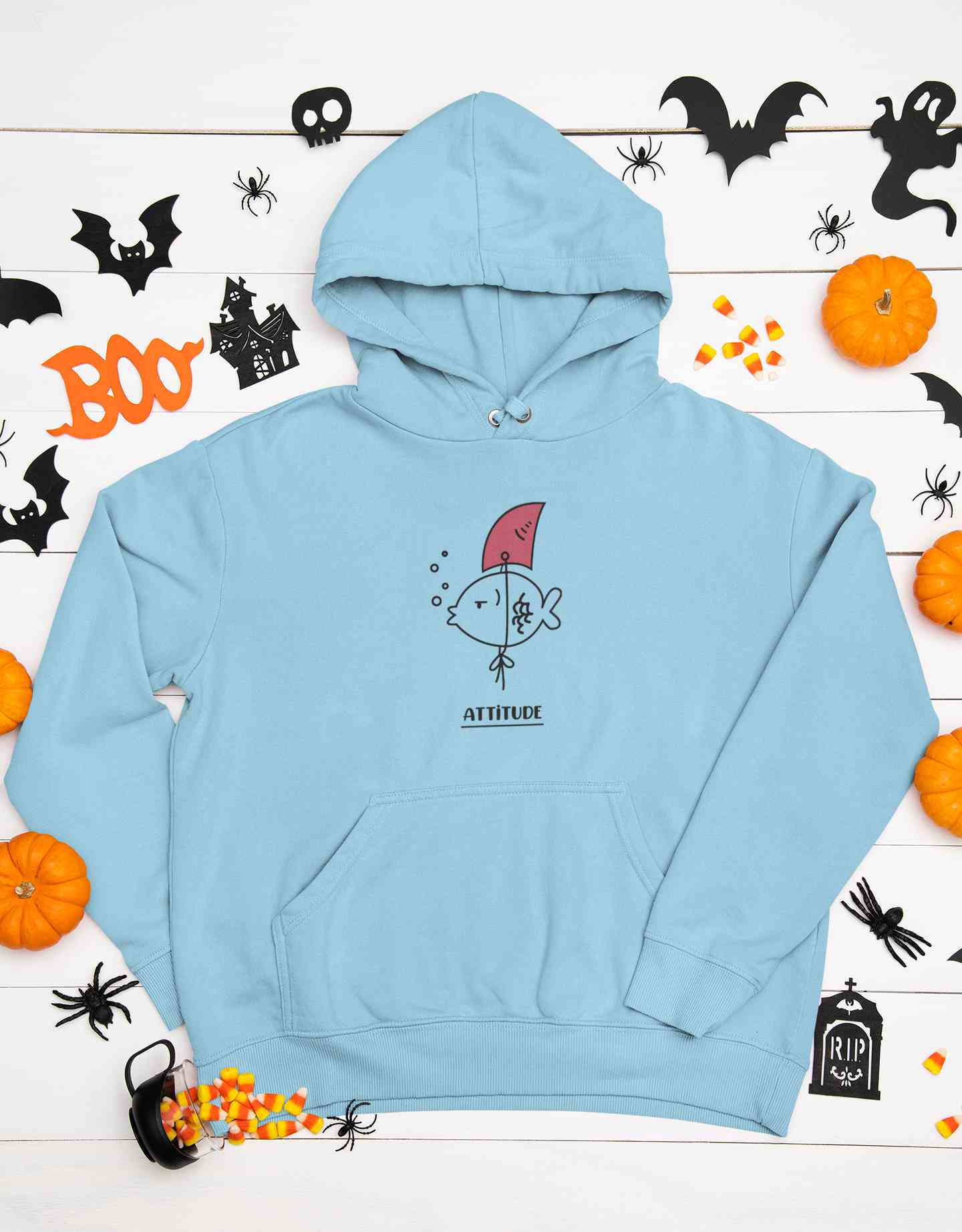 Shark Attitude Funny Cartoon Graphics Hoodies for Women-FunkyTeesClub