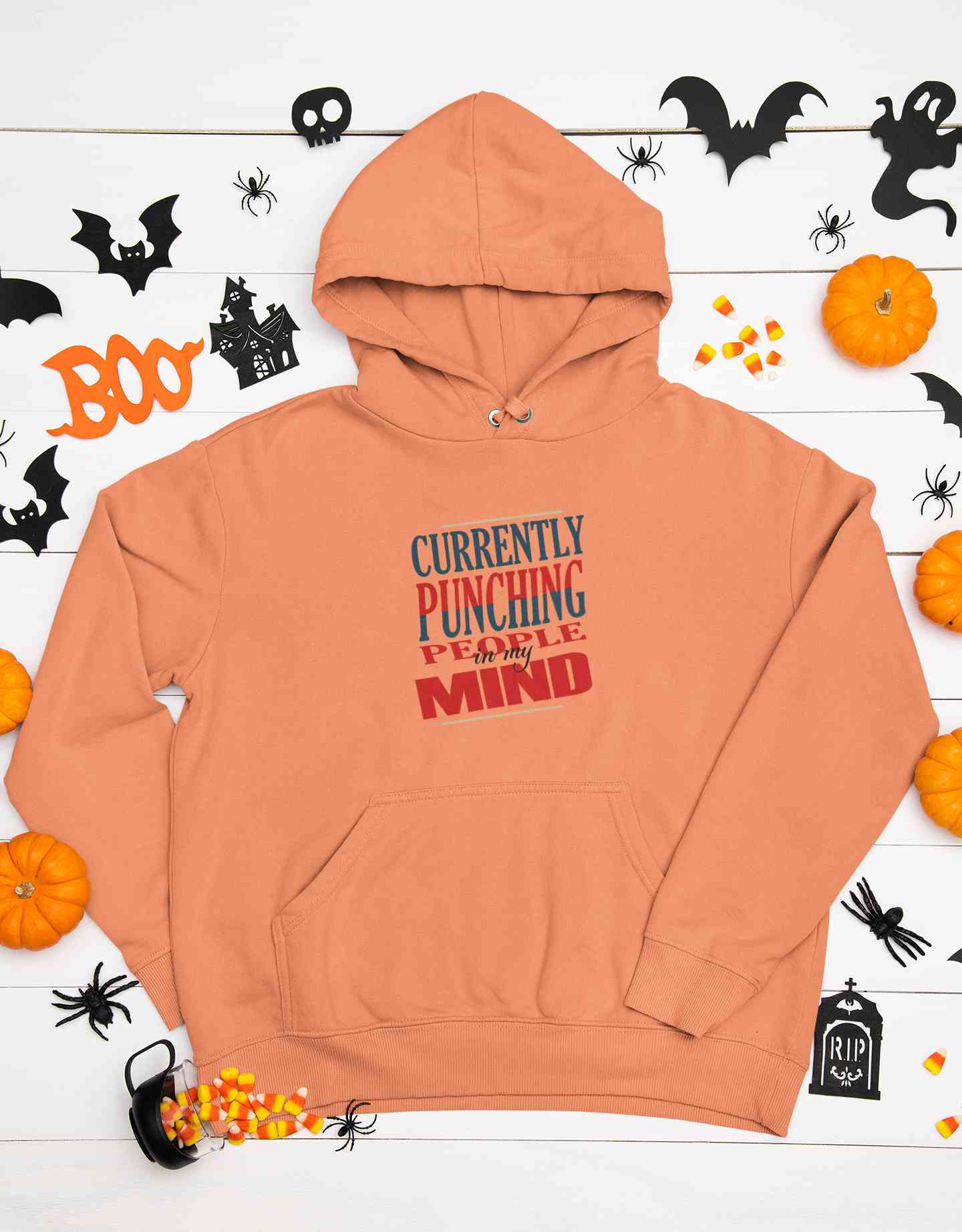 Punching People Quote Hoodies for Women-FunkyTeesClub