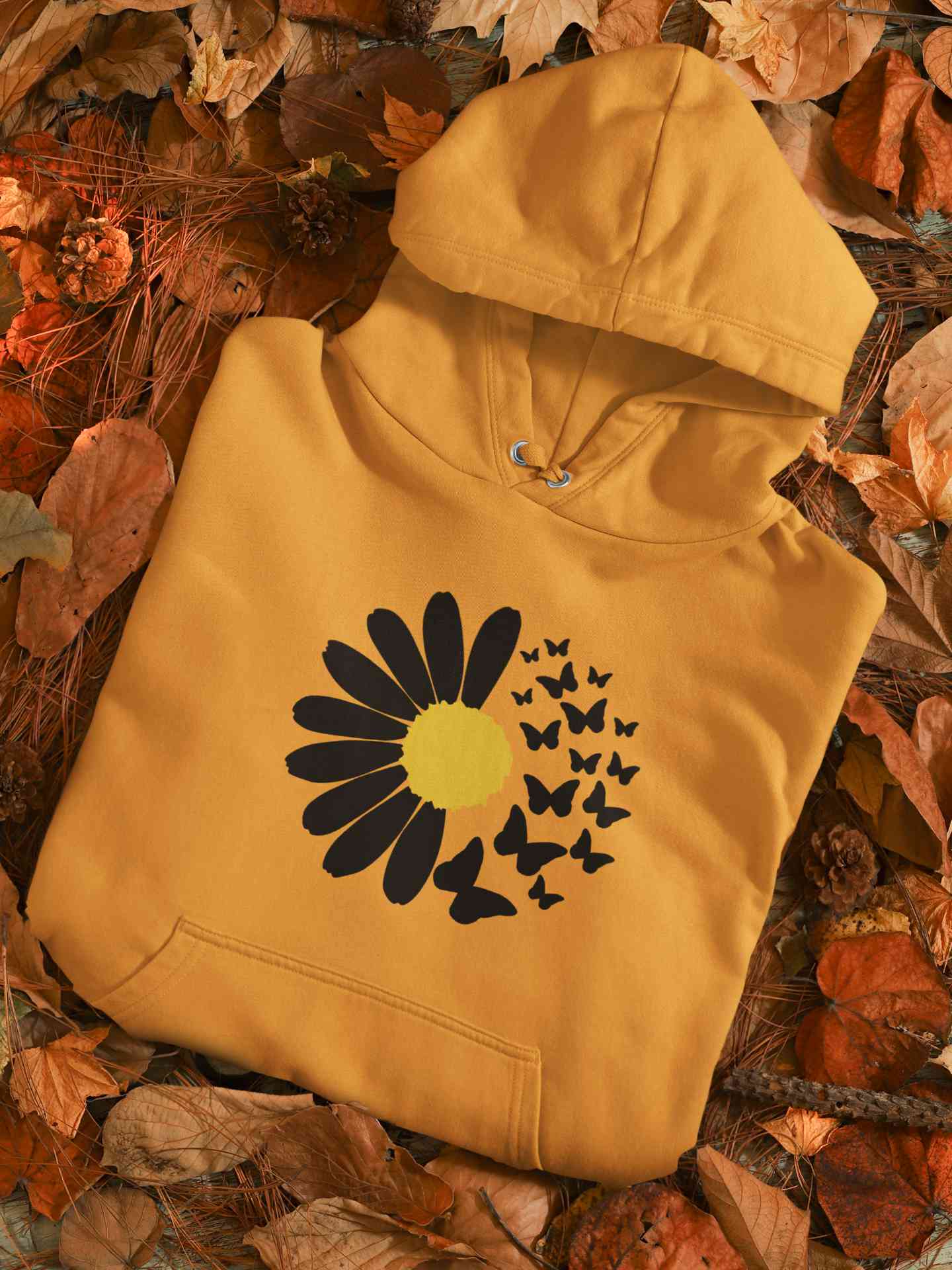Cute Butterfly Daizy Graphic Hoodies for Women-FunkyTeesClub