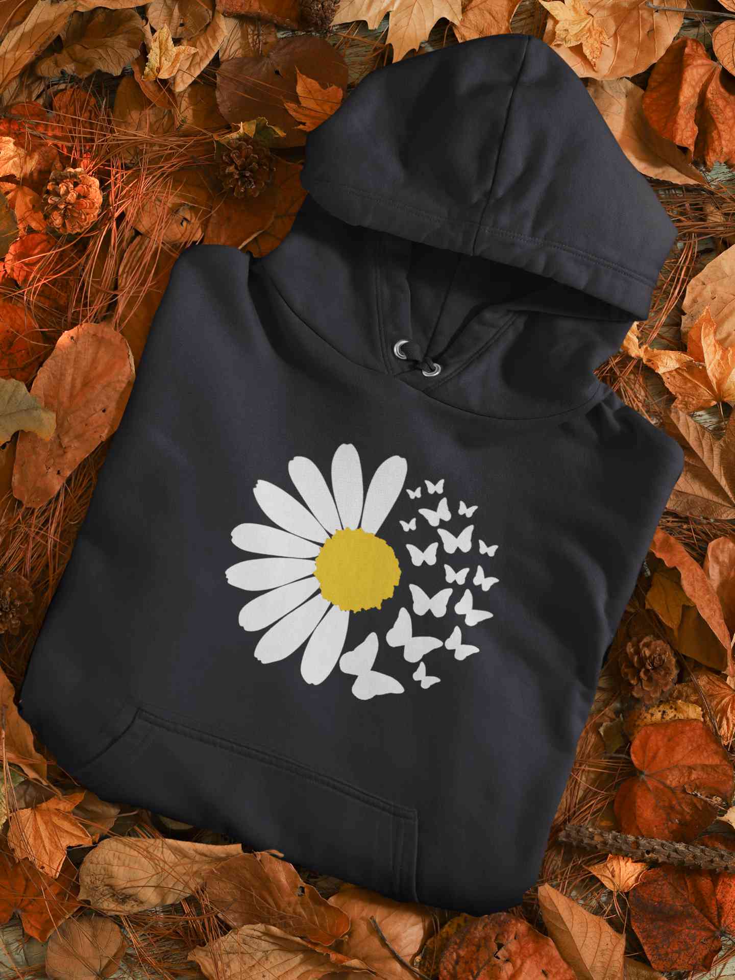 Cute Butterfly Daizy Graphic Hoodies for Women-FunkyTeesClub