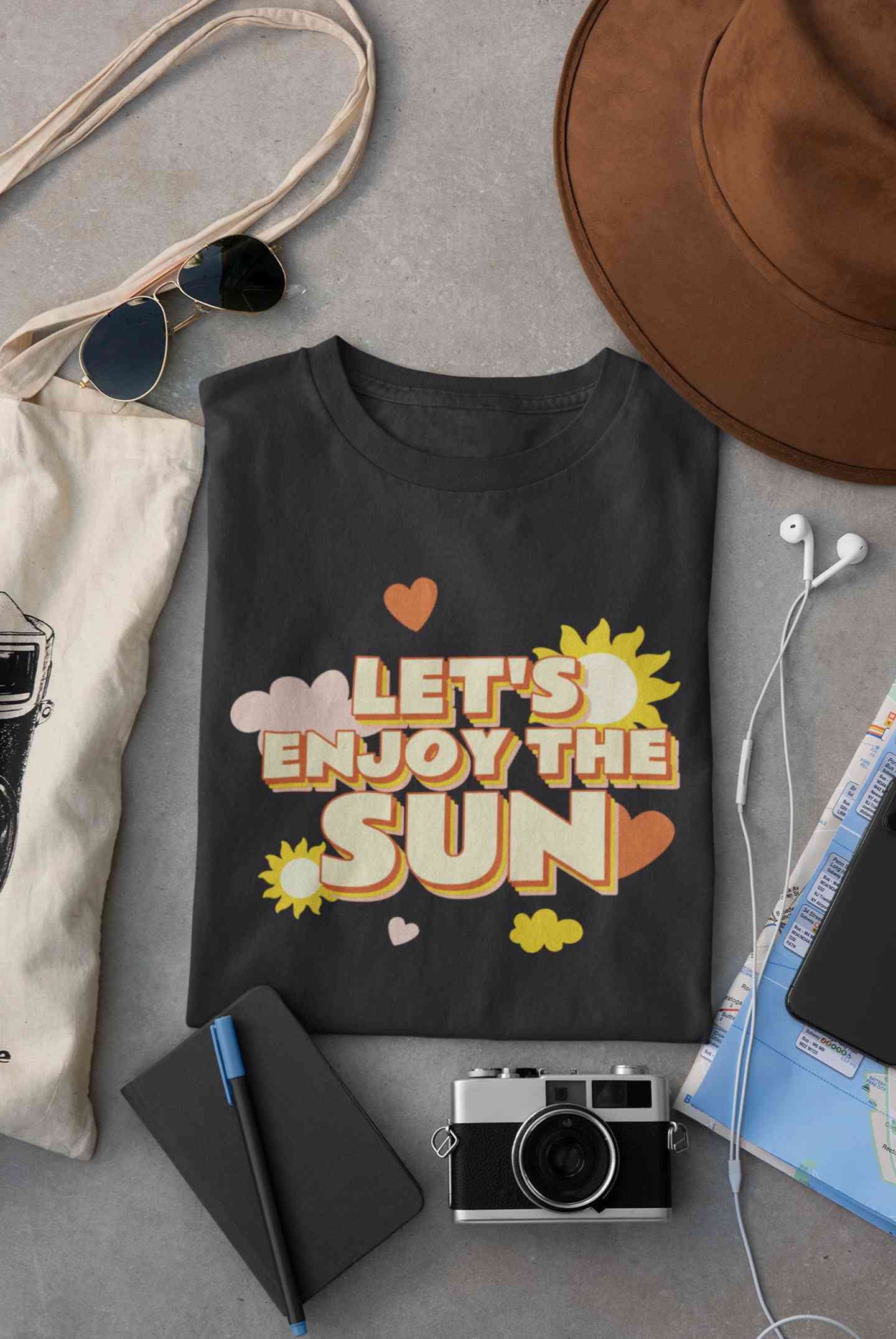 Lets Enjoy The Sun Quote Mens Half Sleeves T-shirt- FunkyTeesClub