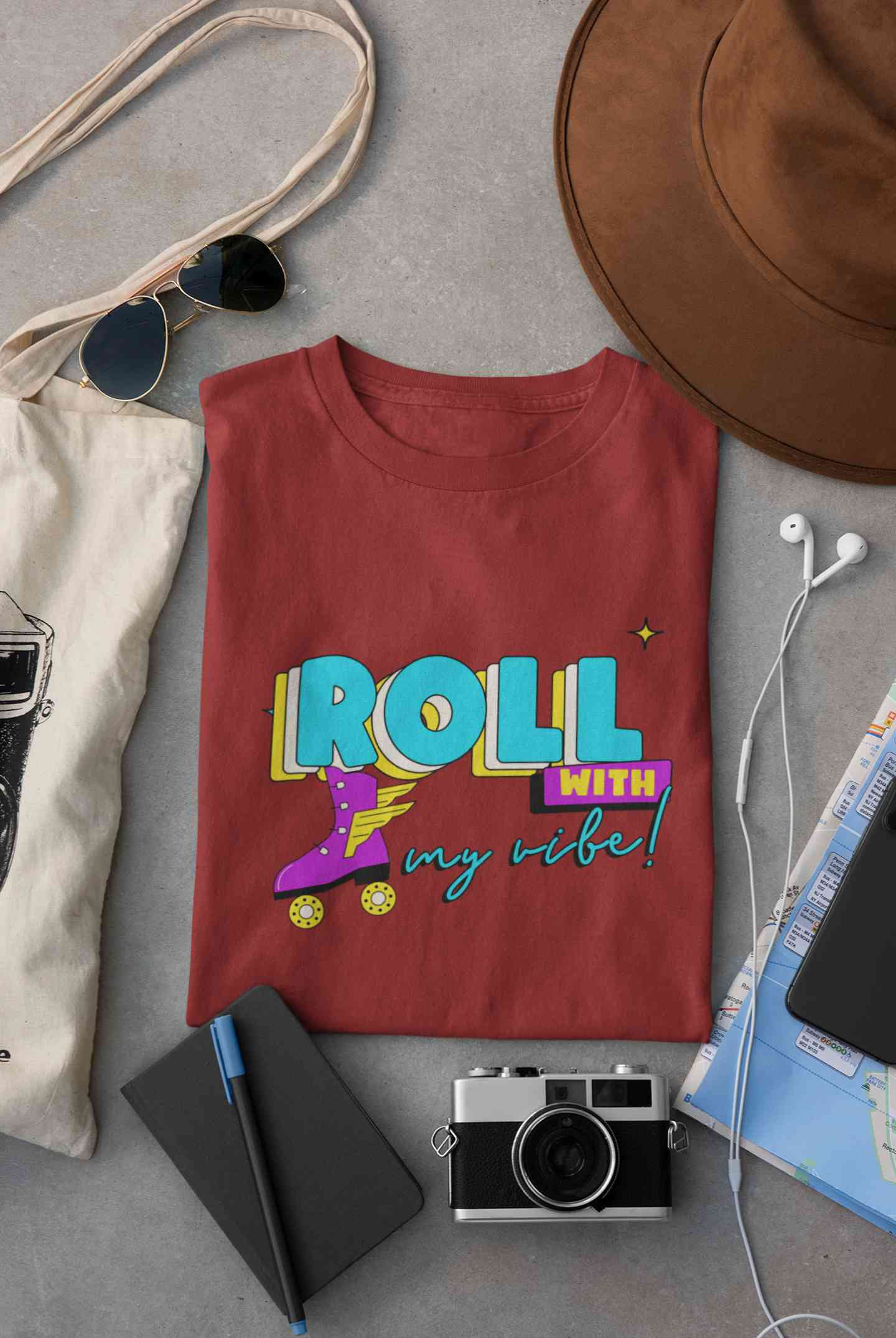 Roll With My Vibe Retro 90s Nostalgia Theme Women Half Sleeves T-shirt- FunkyTeesClub