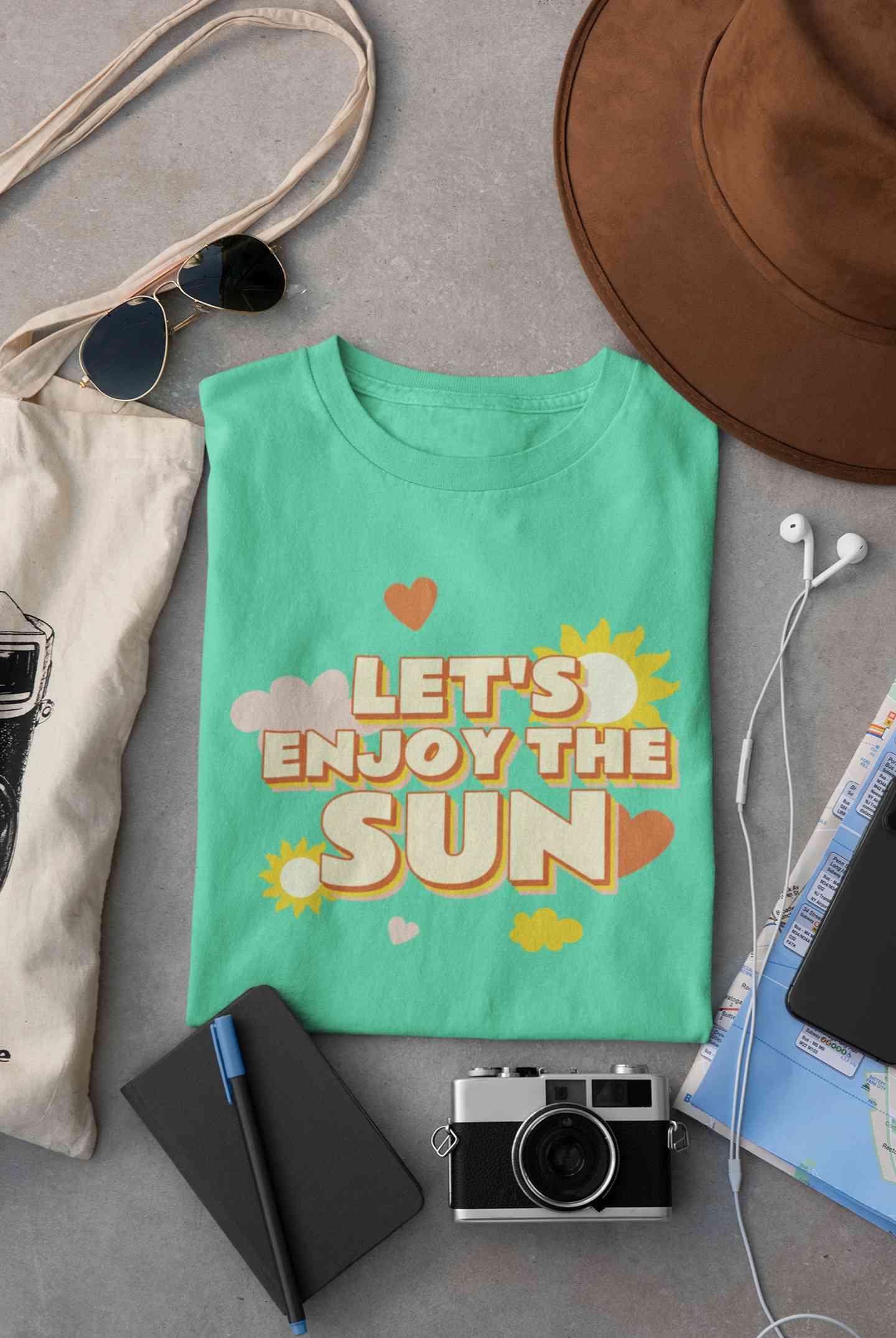 Lets Enjoy The Sun Quote Mens Half Sleeves T-shirt- FunkyTeesClub