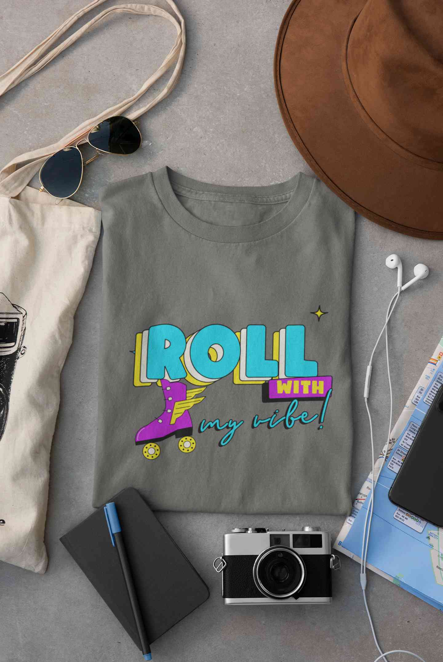Roll With My Vibe Retro 90s Nostalgia Theme Mens Half Sleeves T-shirt- FunkyTeesClub