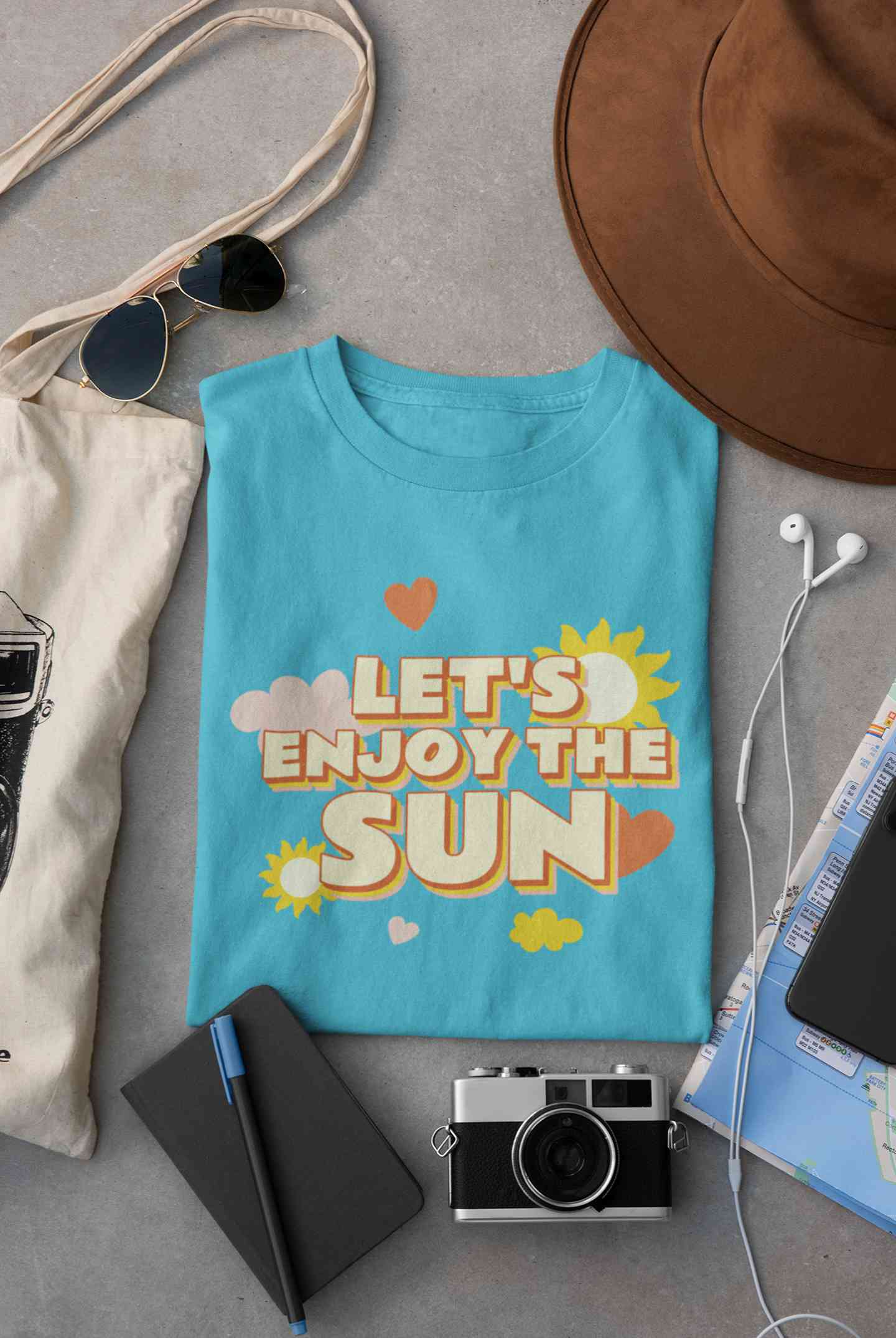 Lets Enjoy The Sun Quote Mens Half Sleeves T-shirt- FunkyTeesClub