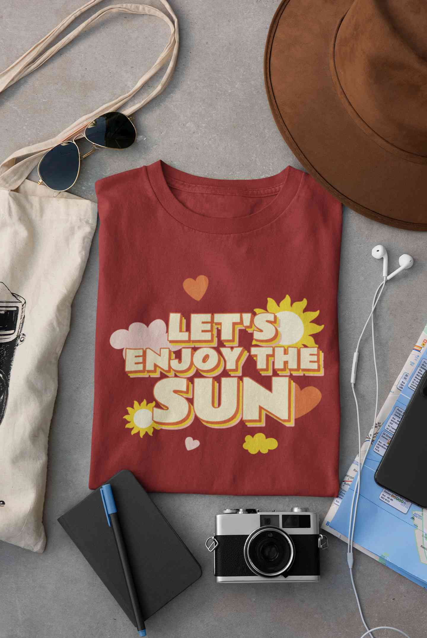 Lets Enjoy The Sun Quote Mens Half Sleeves T-shirt- FunkyTeesClub