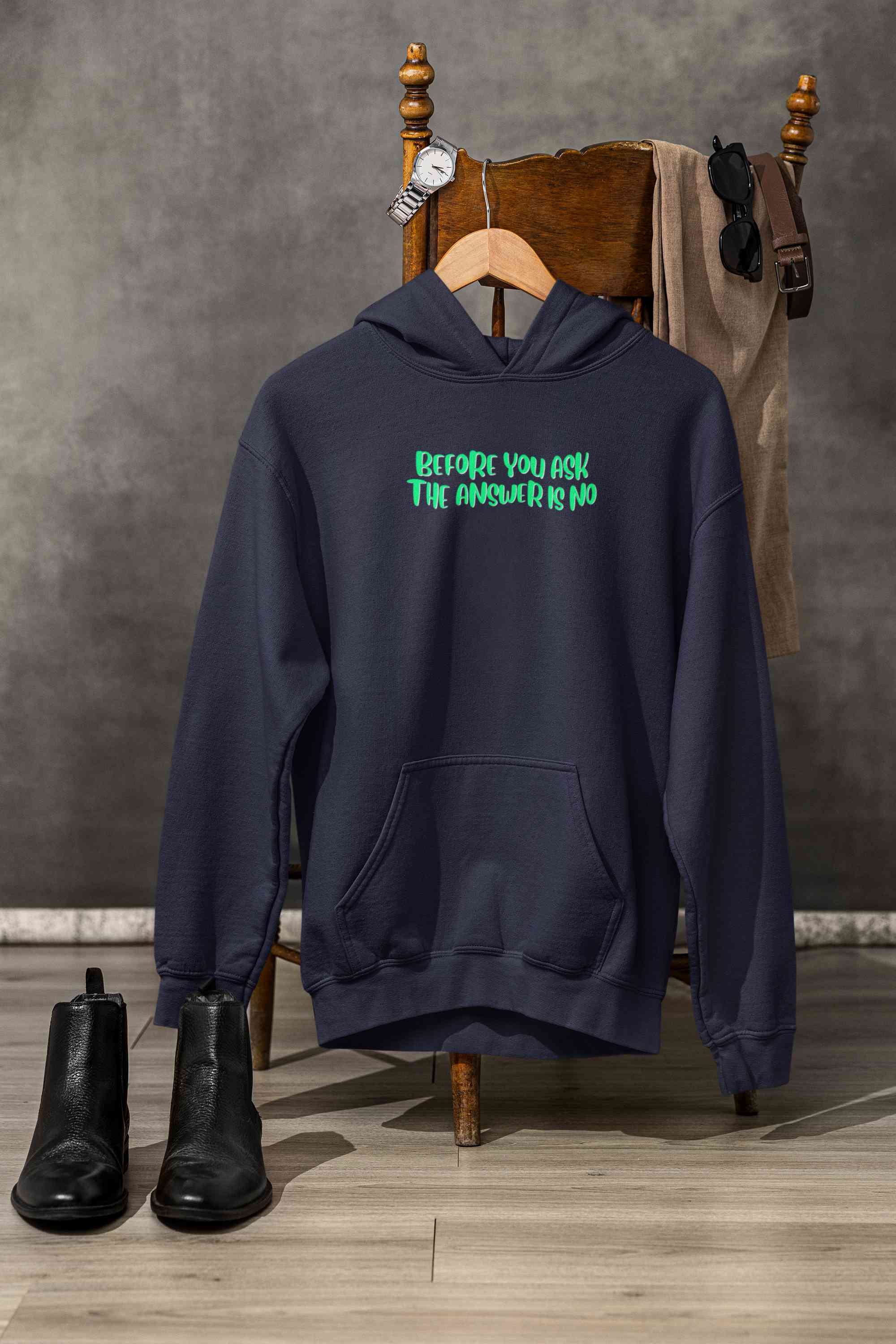 The Answer Is No Men Hoodies-FunkyTeesClub