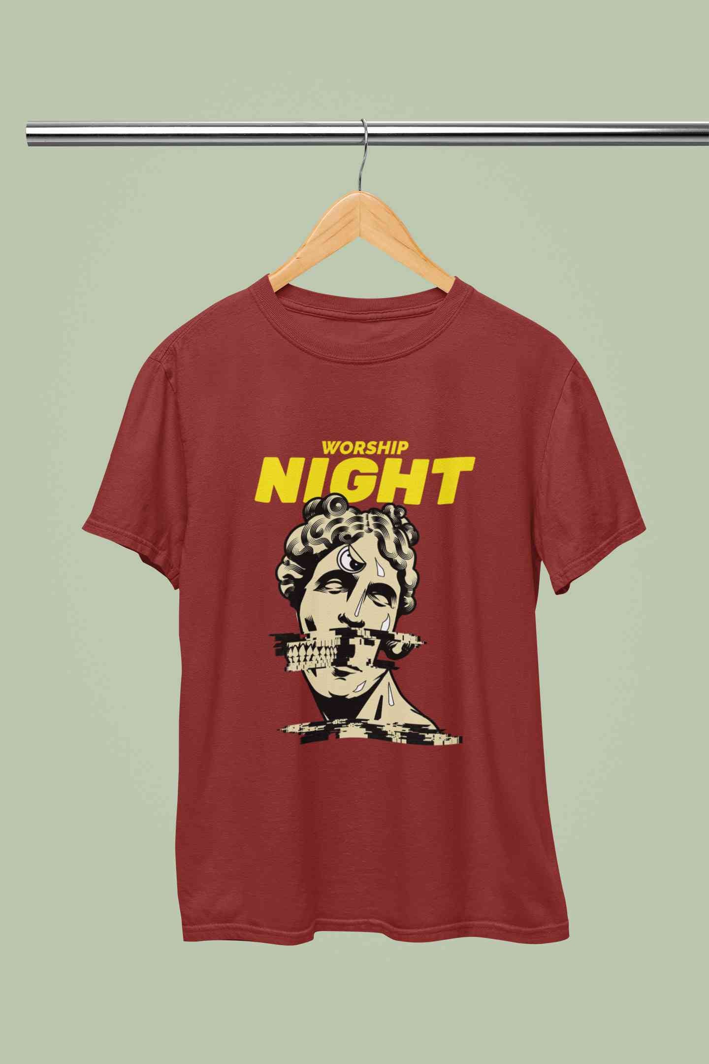 Worship Nights Mens Half Sleeves T-shirt- FunkyTeesClub
