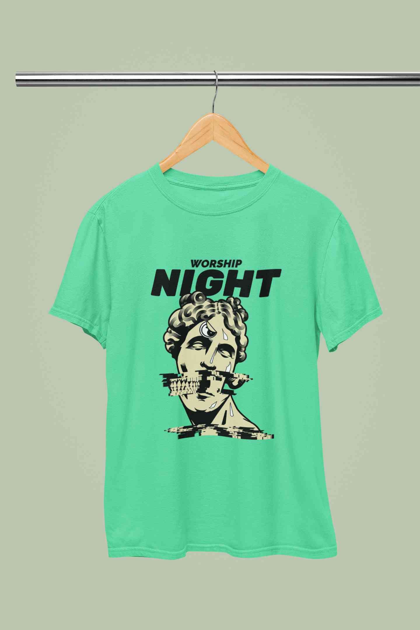 Worship Nights Mens Half Sleeves T-shirt- FunkyTeesClub