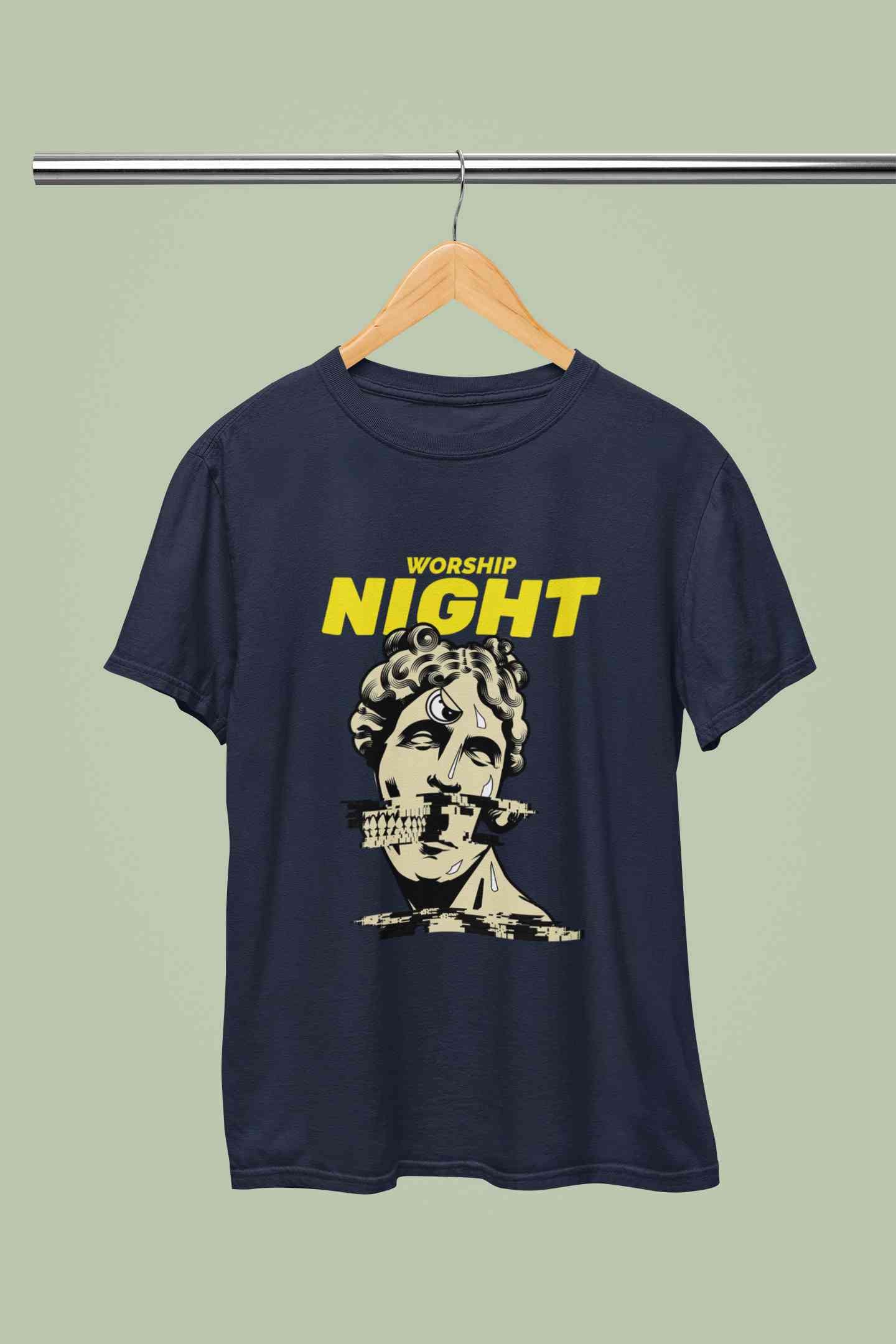 Worship Nights Mens Half Sleeves T-shirt- FunkyTeesClub