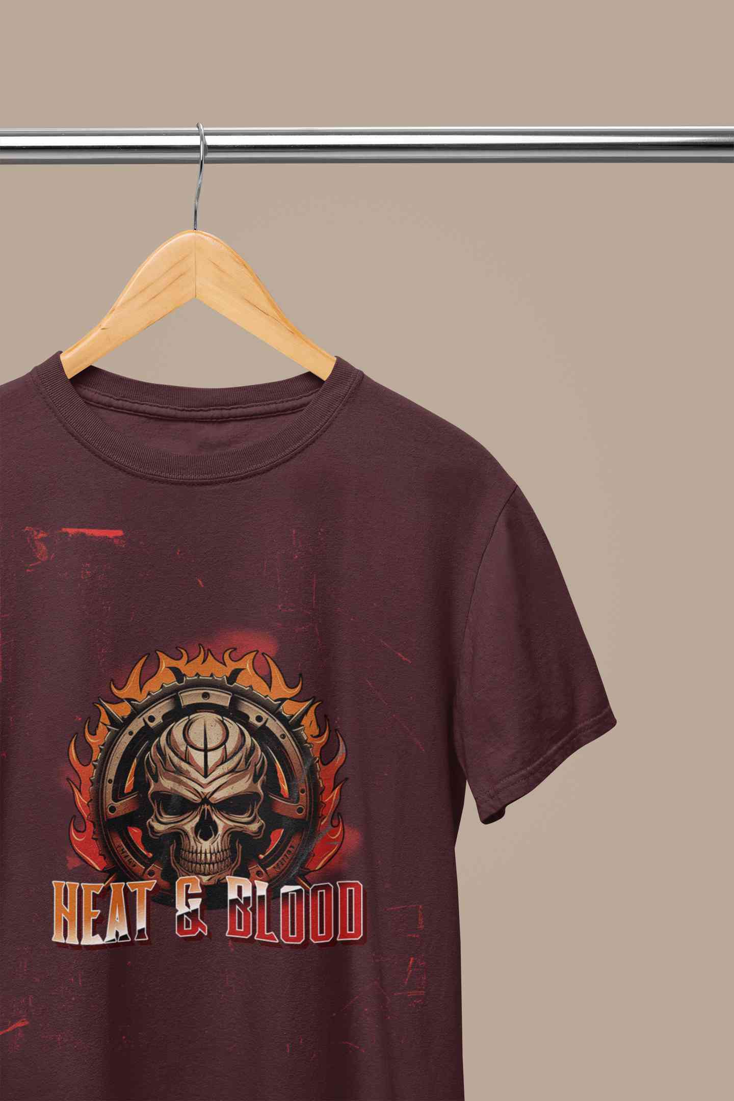 Flaming Skull Mens Half Sleeves T-shirt- FunkyTeesClub