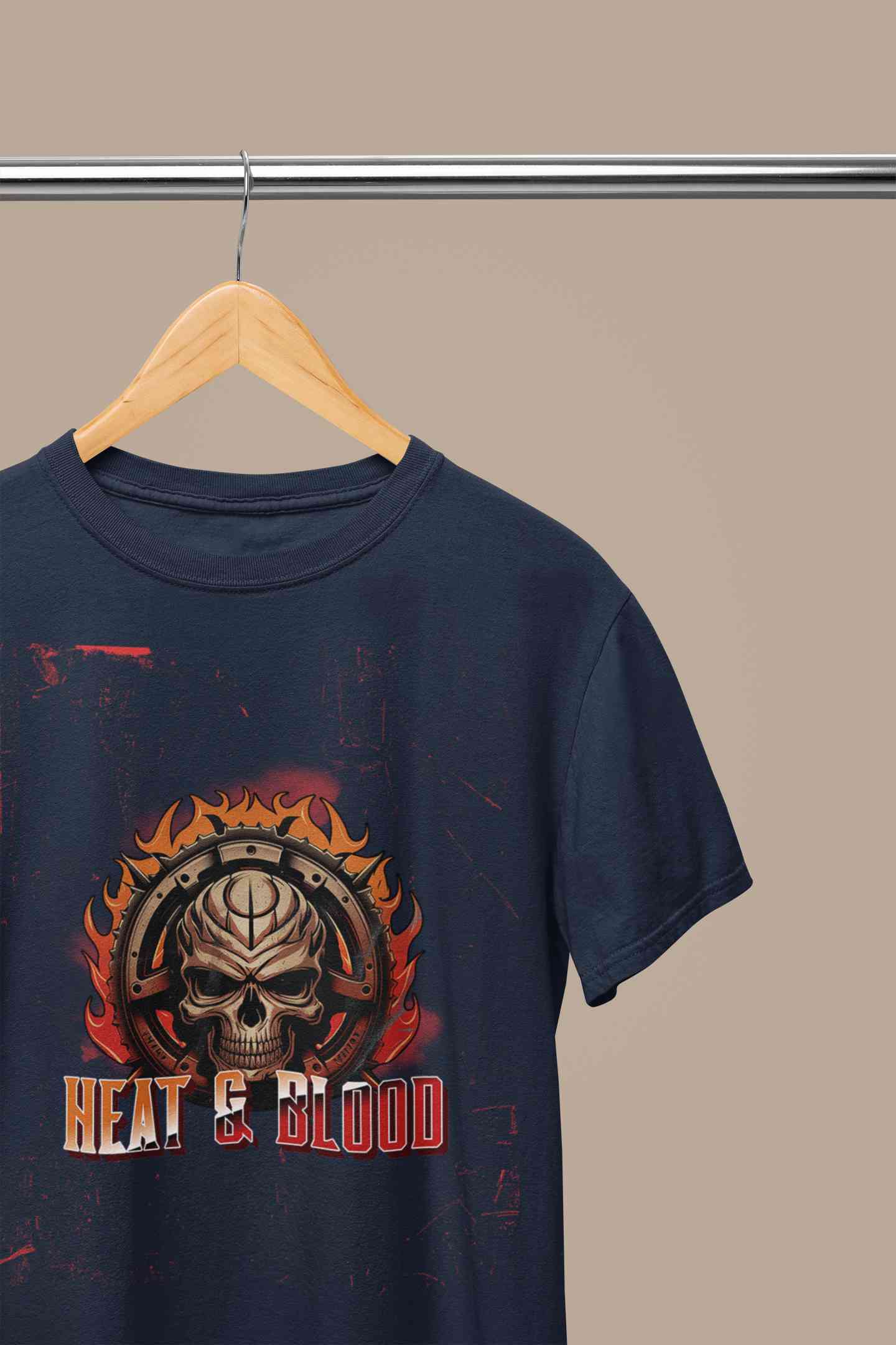 Flaming Skull Mens Half Sleeves T-shirt- FunkyTeesClub