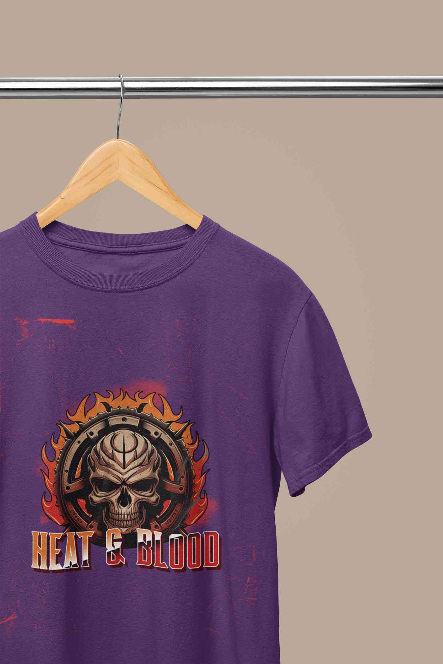 Flaming Skull Mens Half Sleeves T-shirt- FunkyTeesClub