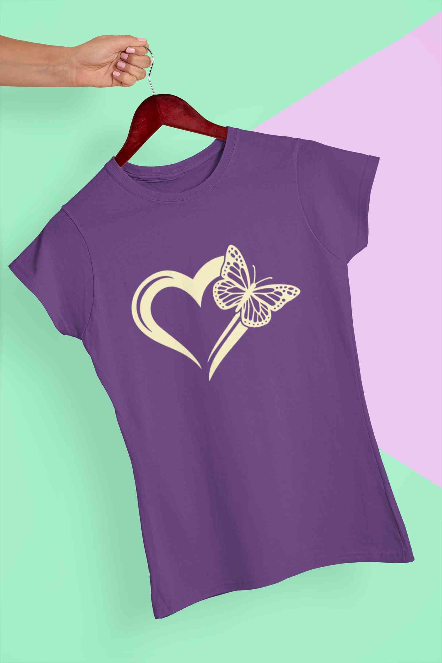 Heart Butterfly Vector Women Half Sleeves T-shirt- FunkyTeesClub