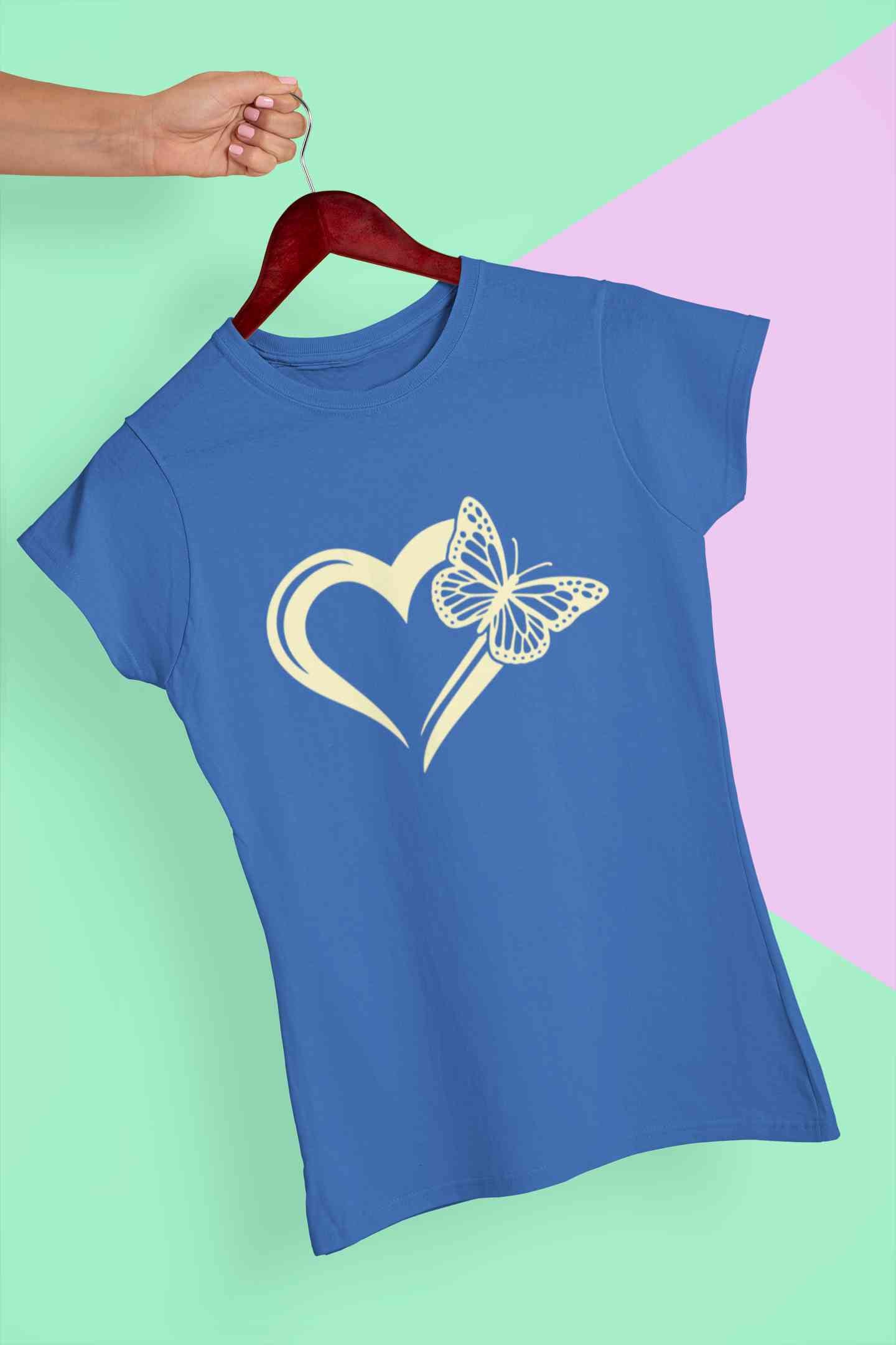 Heart Butterfly Vector Women Half Sleeves T-shirt- FunkyTeesClub