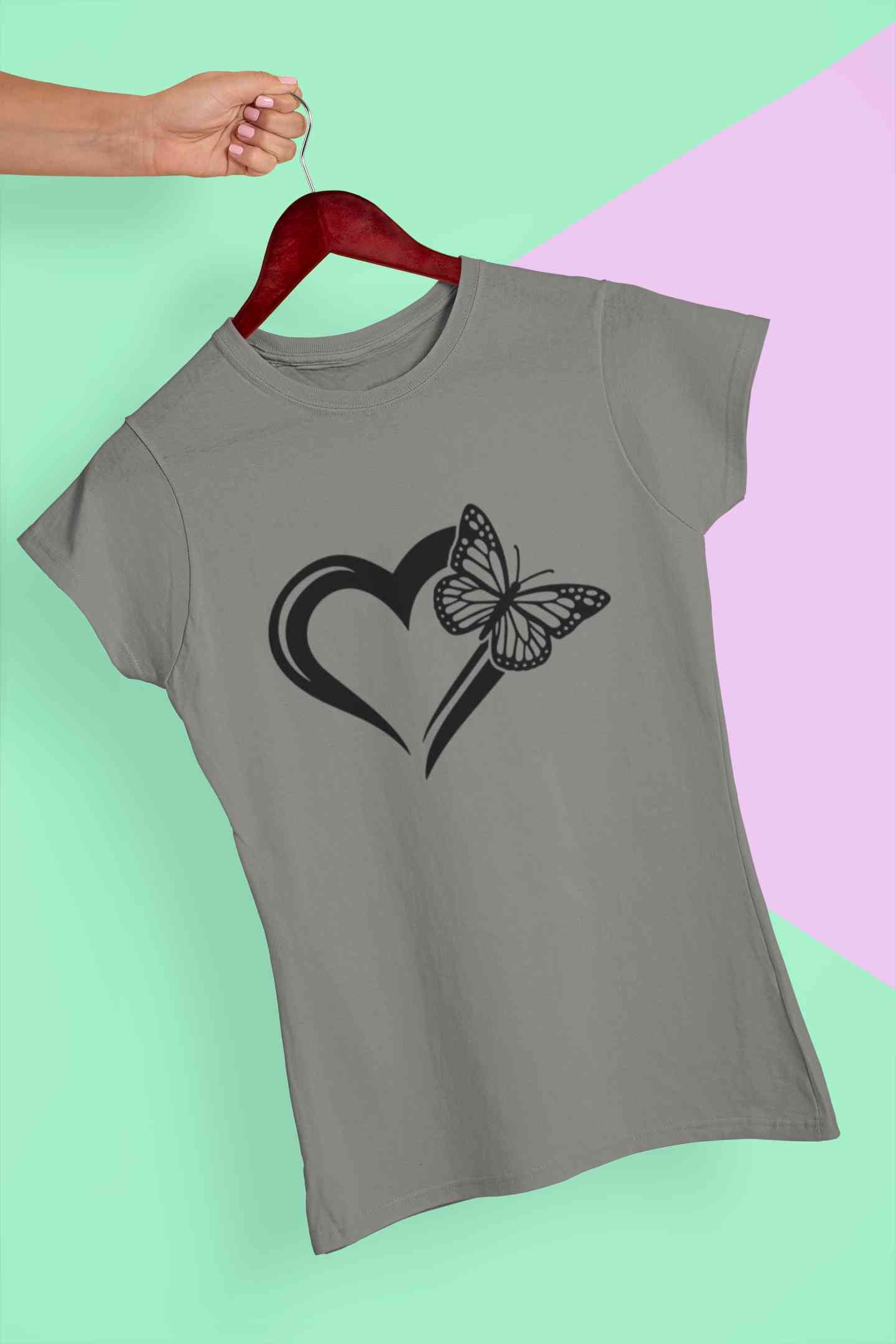 Heart Butterfly Vector Women Half Sleeves T-shirt- FunkyTeesClub