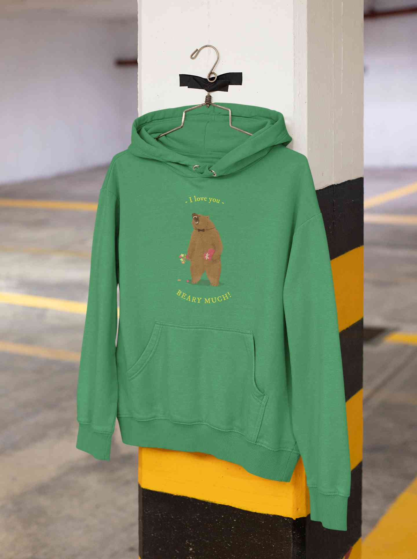 I Love You Beary Much Cartoon Graphics Quotes Men Hoodies-FunkyTeesClub