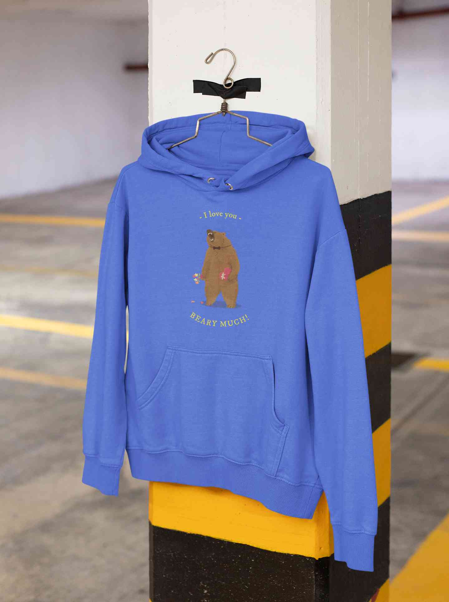 I Love You Beary Much Cartoon Graphics Quotes Men Hoodies-FunkyTeesClub