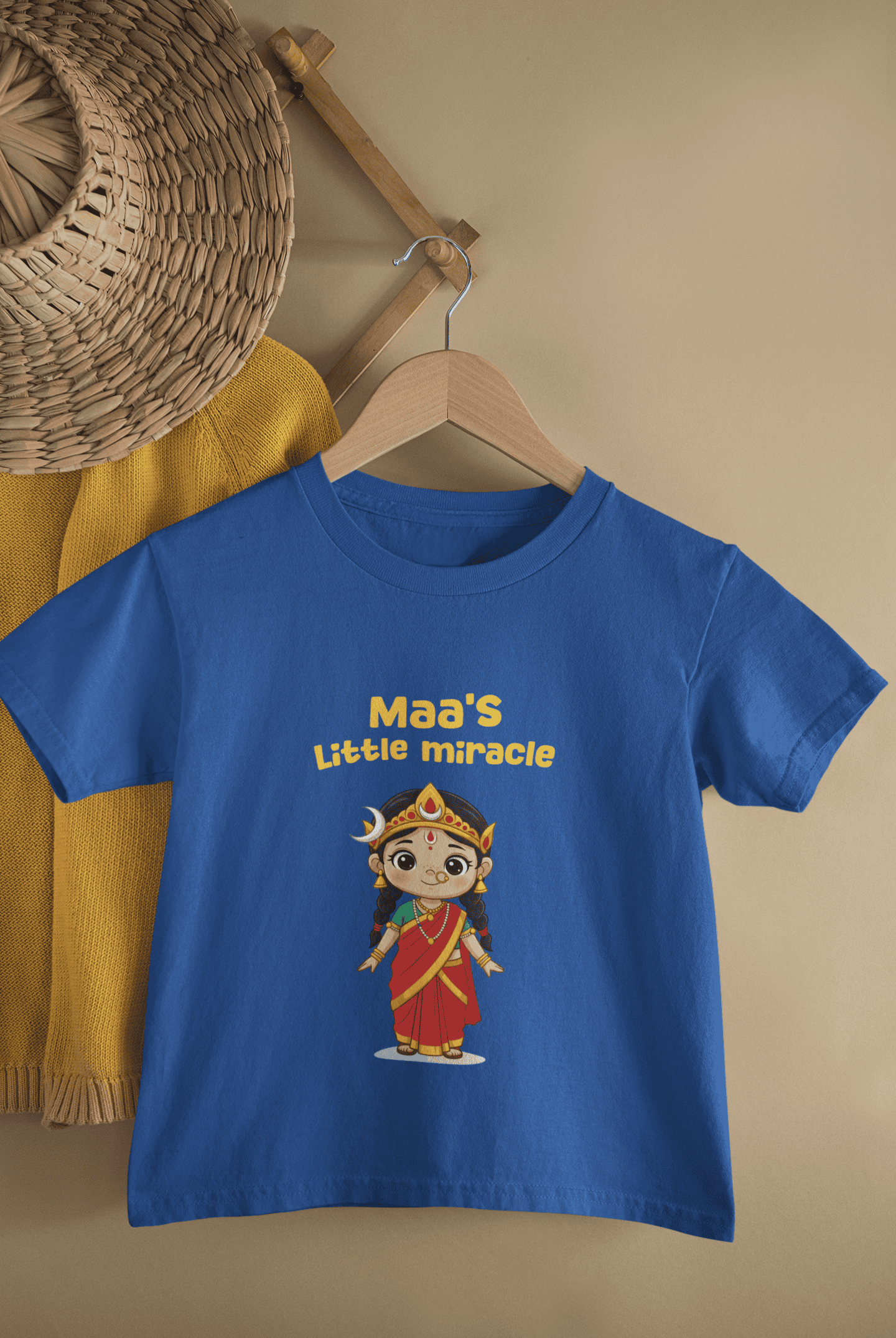 Maa's Little Miracle Navratri Half Sleeves T-Shirt For Girls -FunkyTeesClub