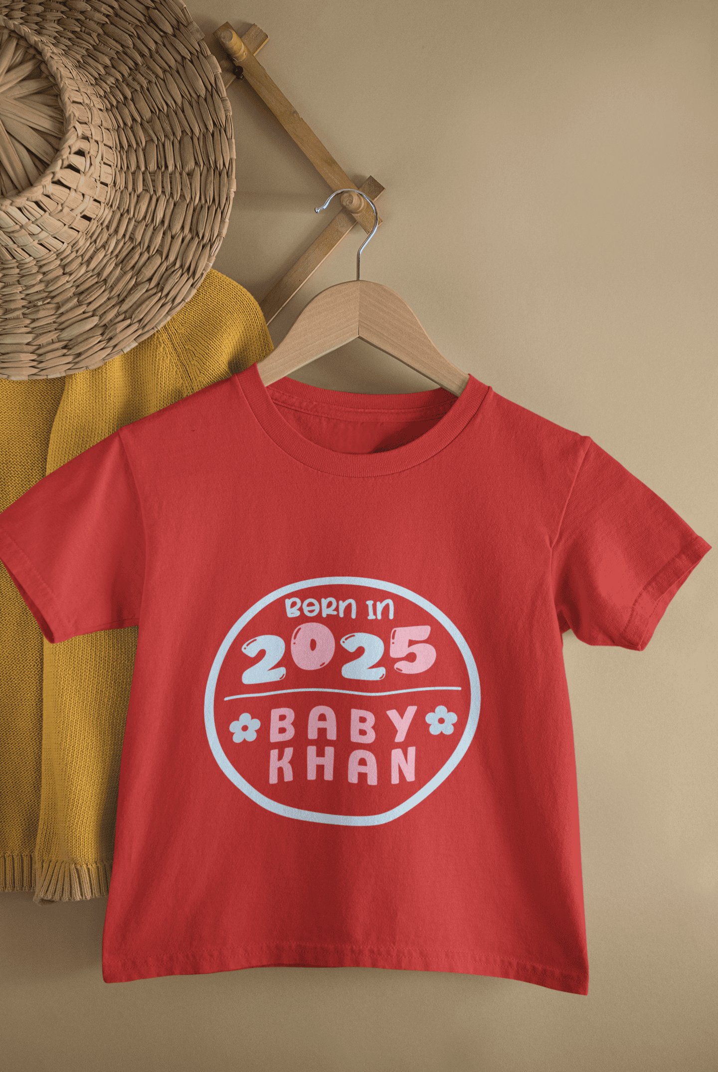 Custom Name Baby Surname And Year New Born Half Sleeves T-Shirt For Girls -FunkyTeesClub