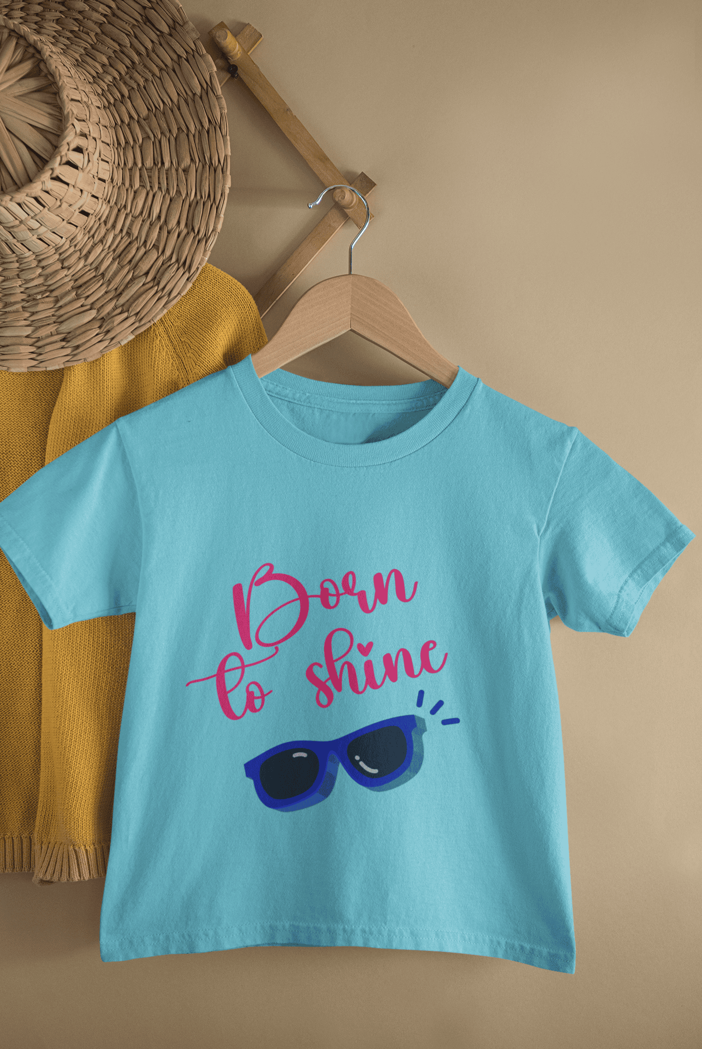 Born To Shine New Born Half Sleeves T-Shirt For Girls -FunkyTeesClub