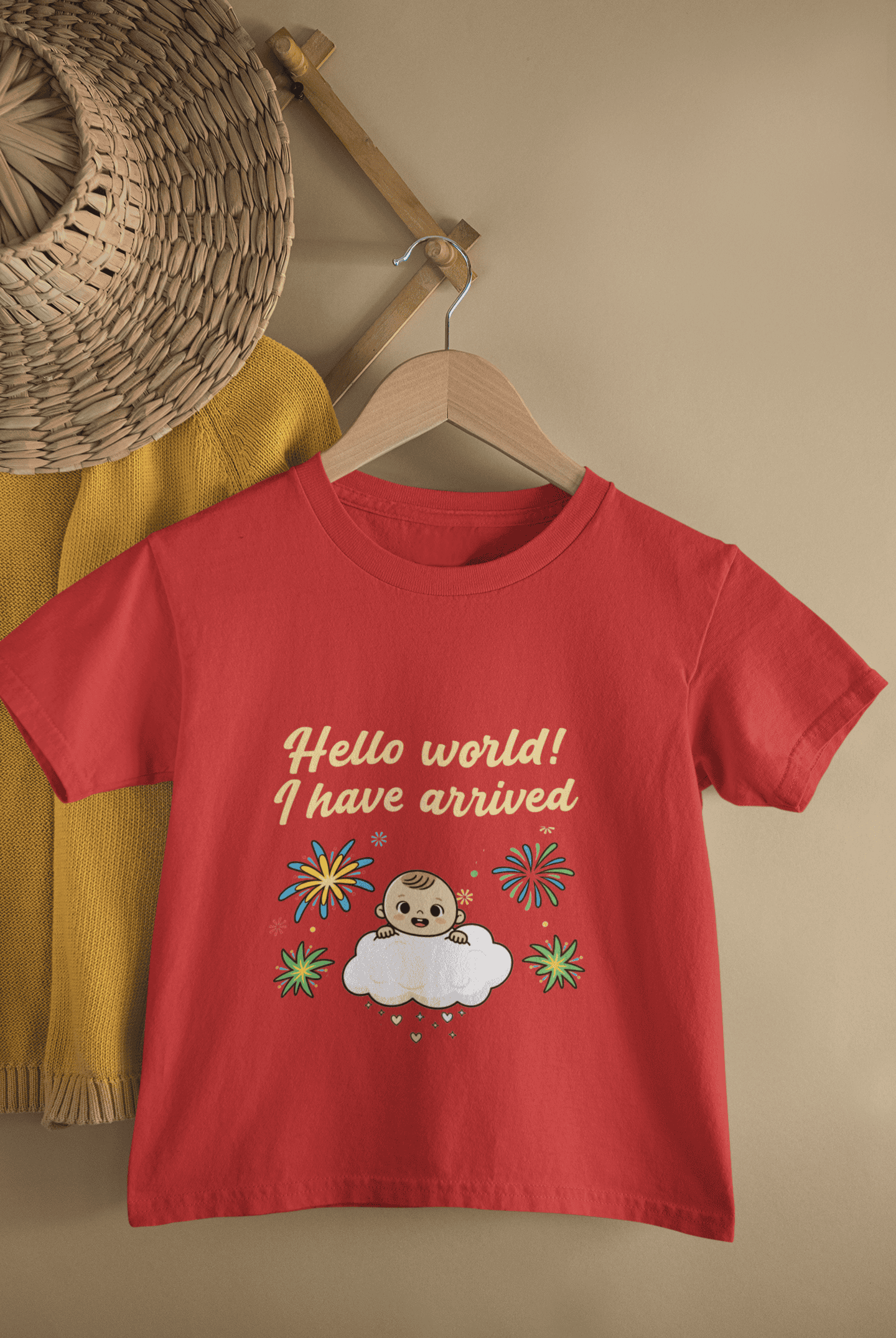 Hello World I Have Arrived New Born Half Sleeves T-Shirt for Boys -FunkyTeesClub
