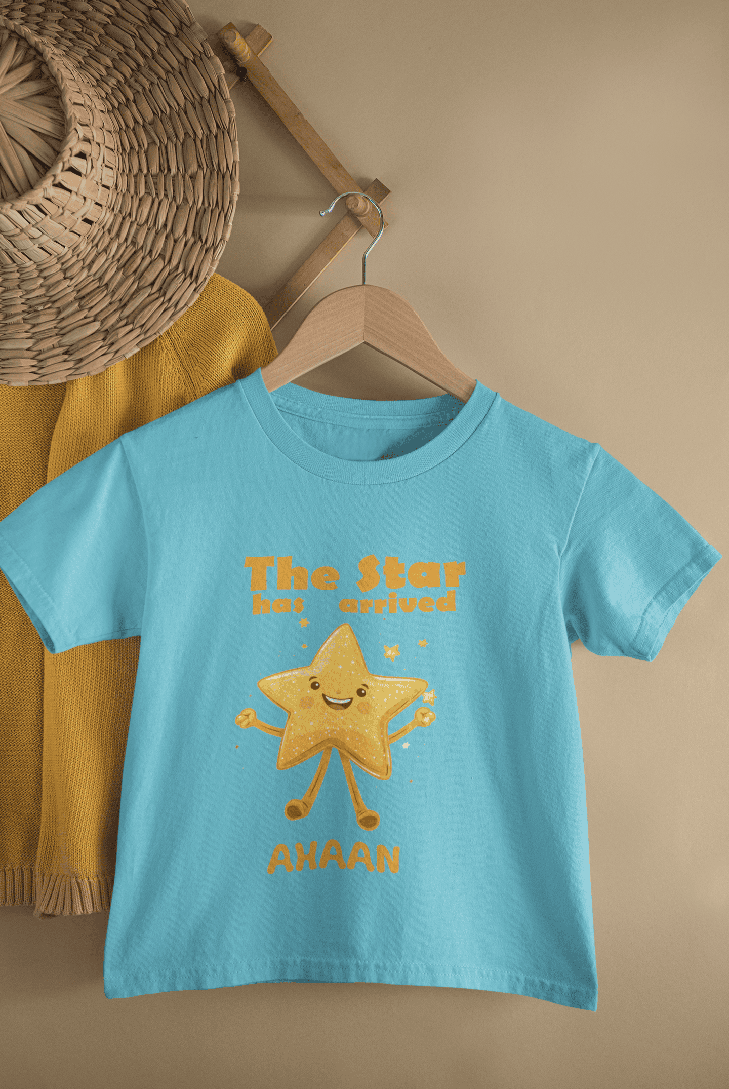 Custom Name The Star Has Arrived New Born Half Sleeves T-Shirt for Boys -FunkyTeesClub