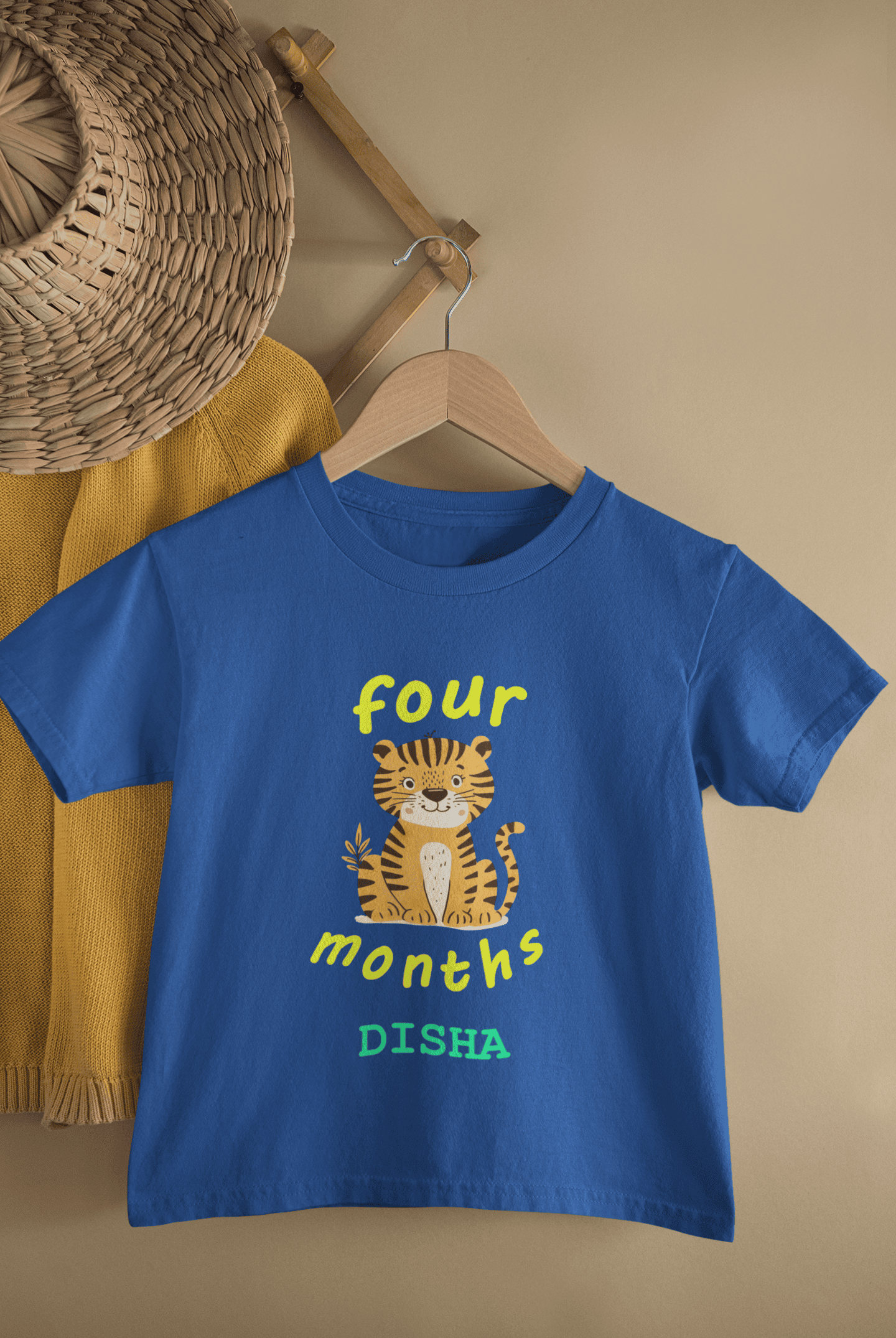 Custom Name Four Month Birthday Half Sleeves T-Shirt For Girls -FunkyTeesClub