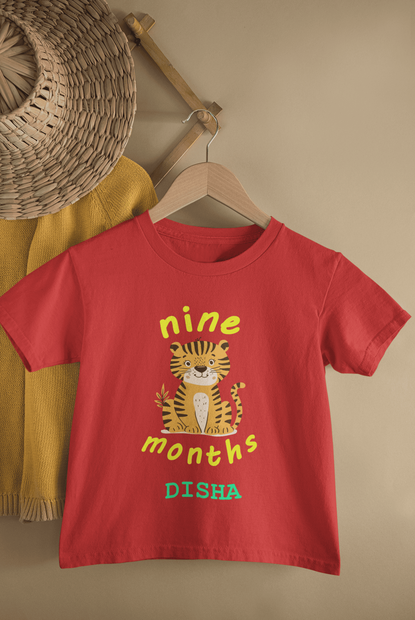 Custom Name Nine Month Birthday Half Sleeves T-Shirt For Girls -FunkyTeesClub