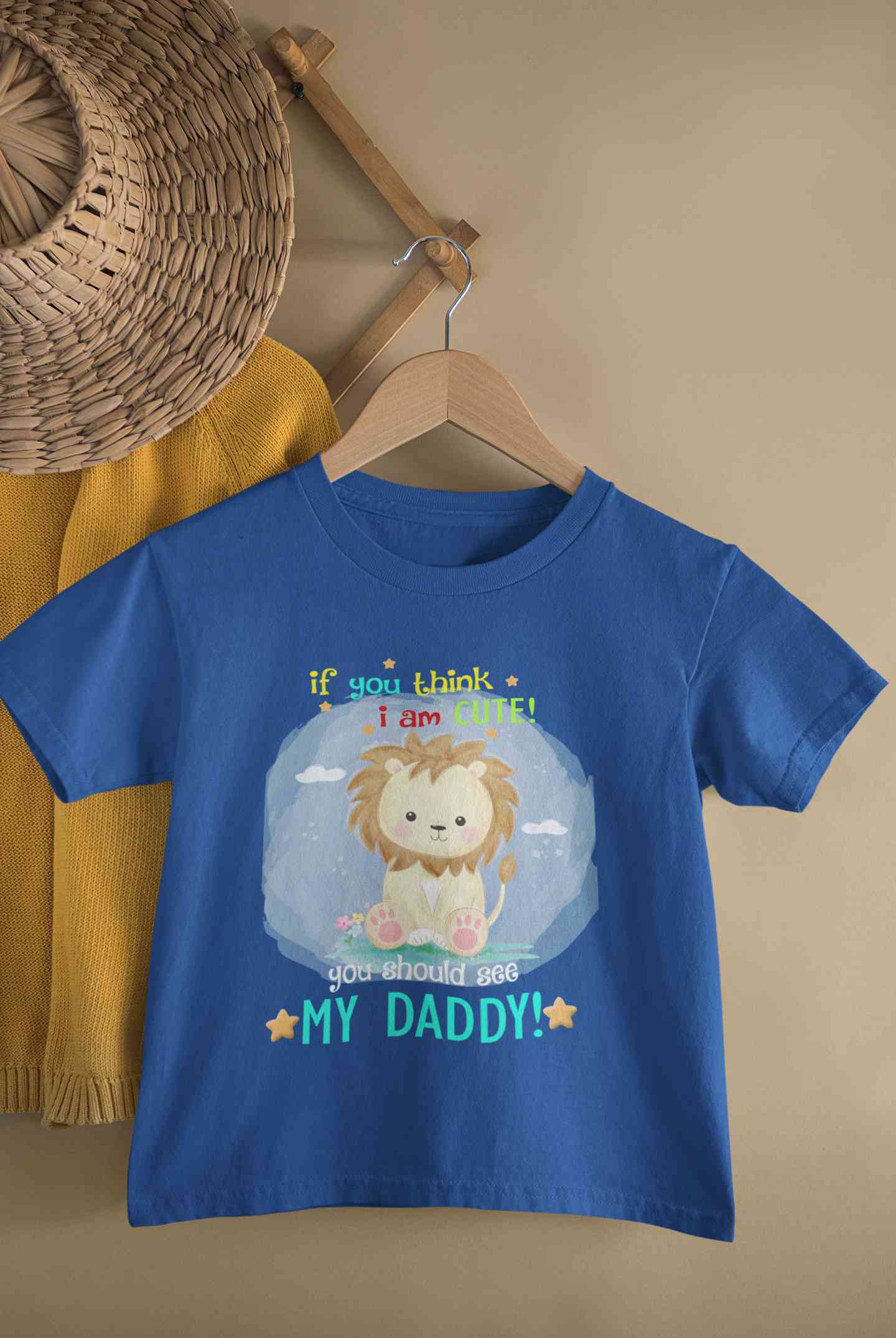 If You Think I Am Cute You Should See My Daddy Fathers Day Half Sleeves T-Shirt for Boy-FunkyTeesClub