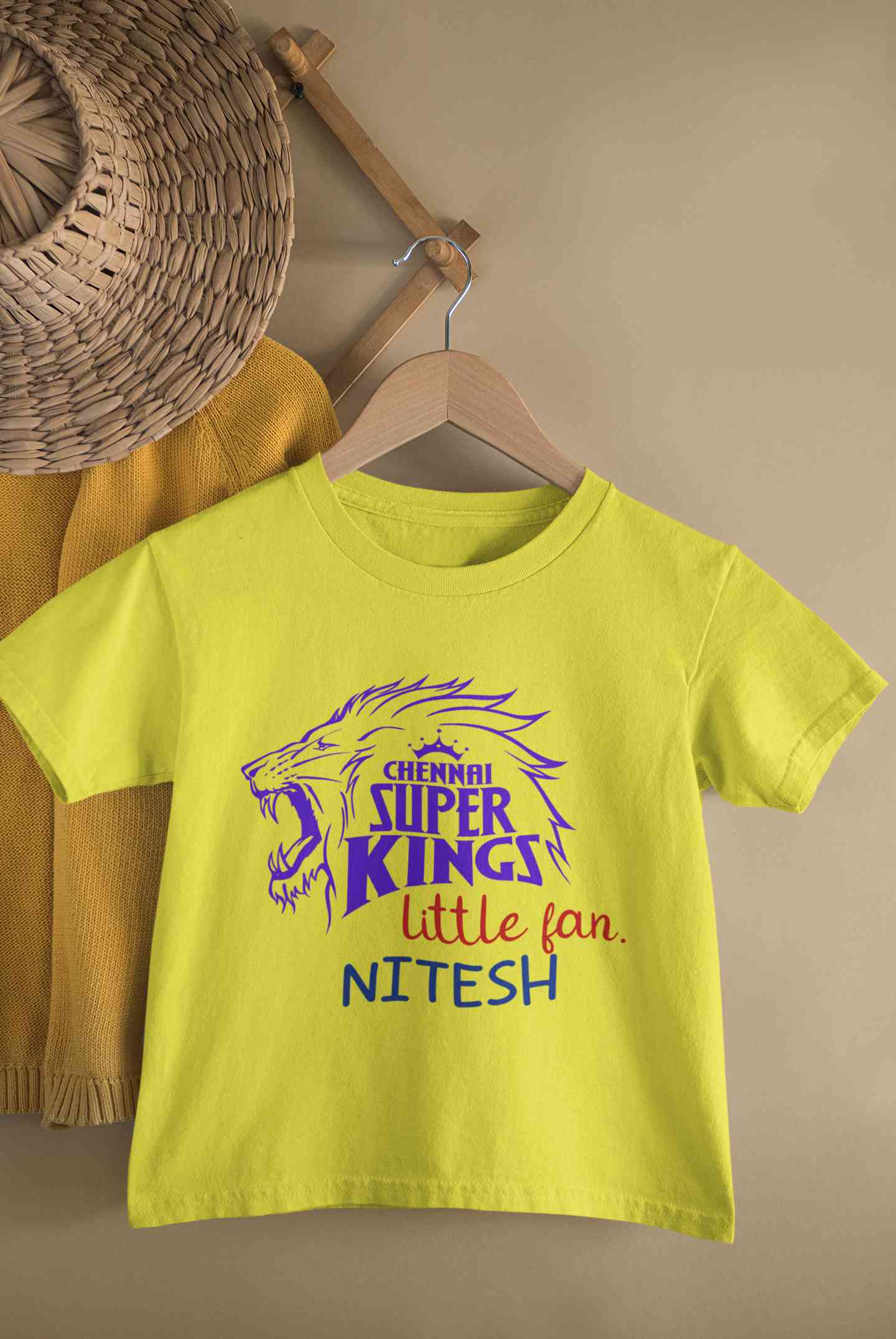 Custom Name IPL CSK Chennai Super Kings Little Fan Half Sleeves T-Shirt for Boy-FunkyTeesClub