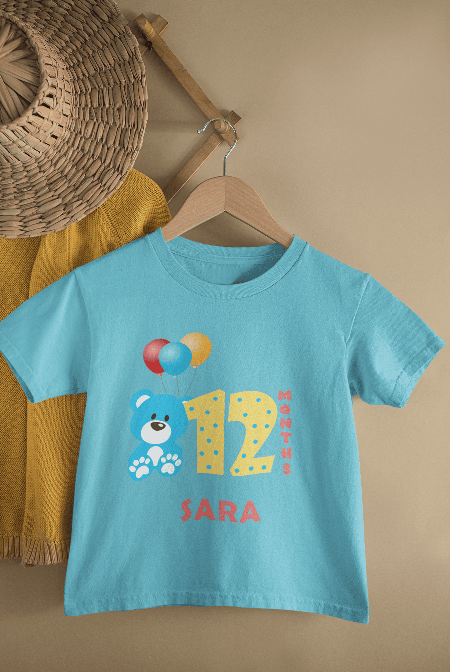 Custom Name Twelve Month Birthday Half Sleeves T-Shirt For Girls -FunkyTeesClub