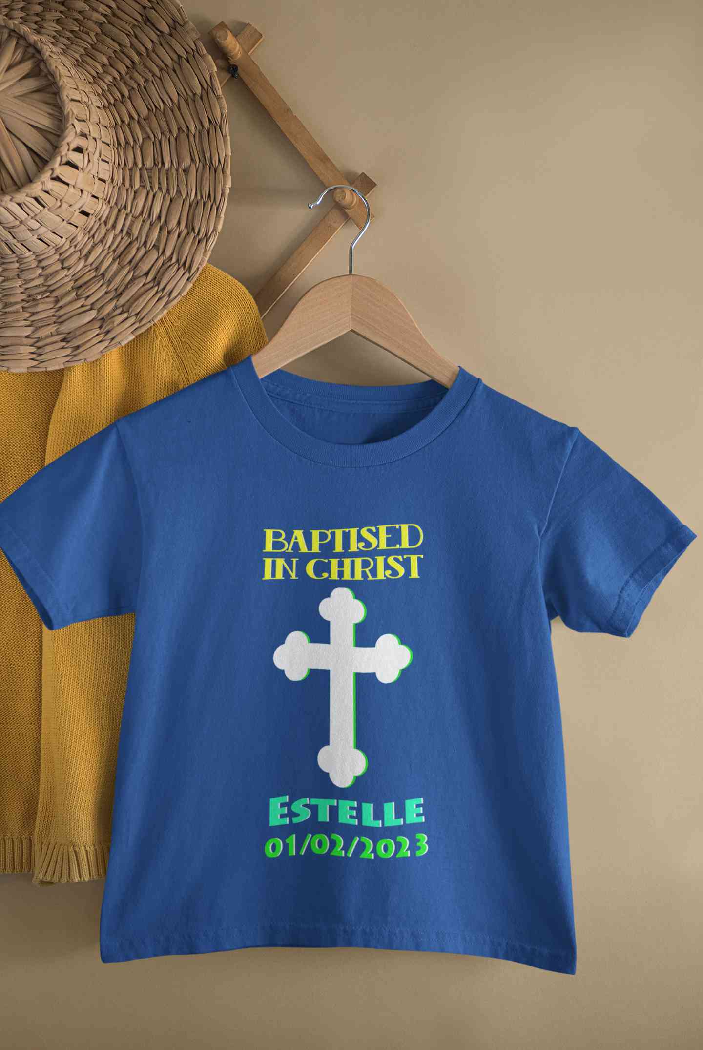 Custom Name And Date Baptised In Christ Christening Day Baptism Half Sleeves T-Shirt for Boy-FunkyTeesClub