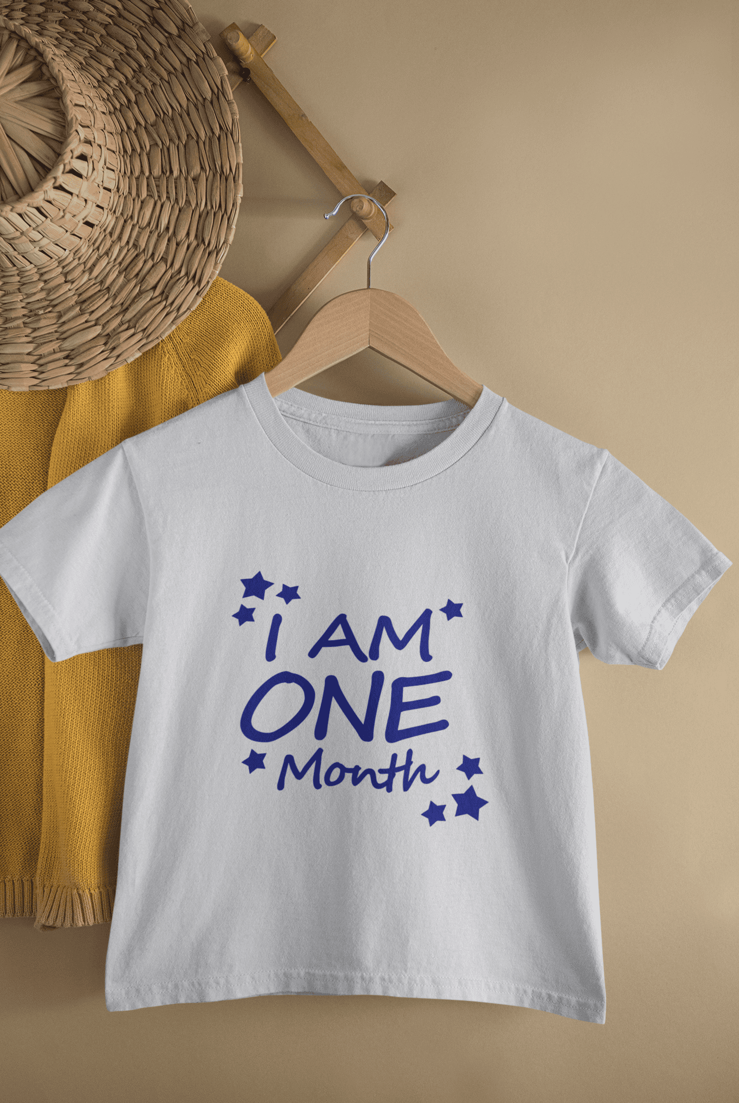 I Am One Month Half Sleeves T-Shirt for Boys -FunkyTeesClub