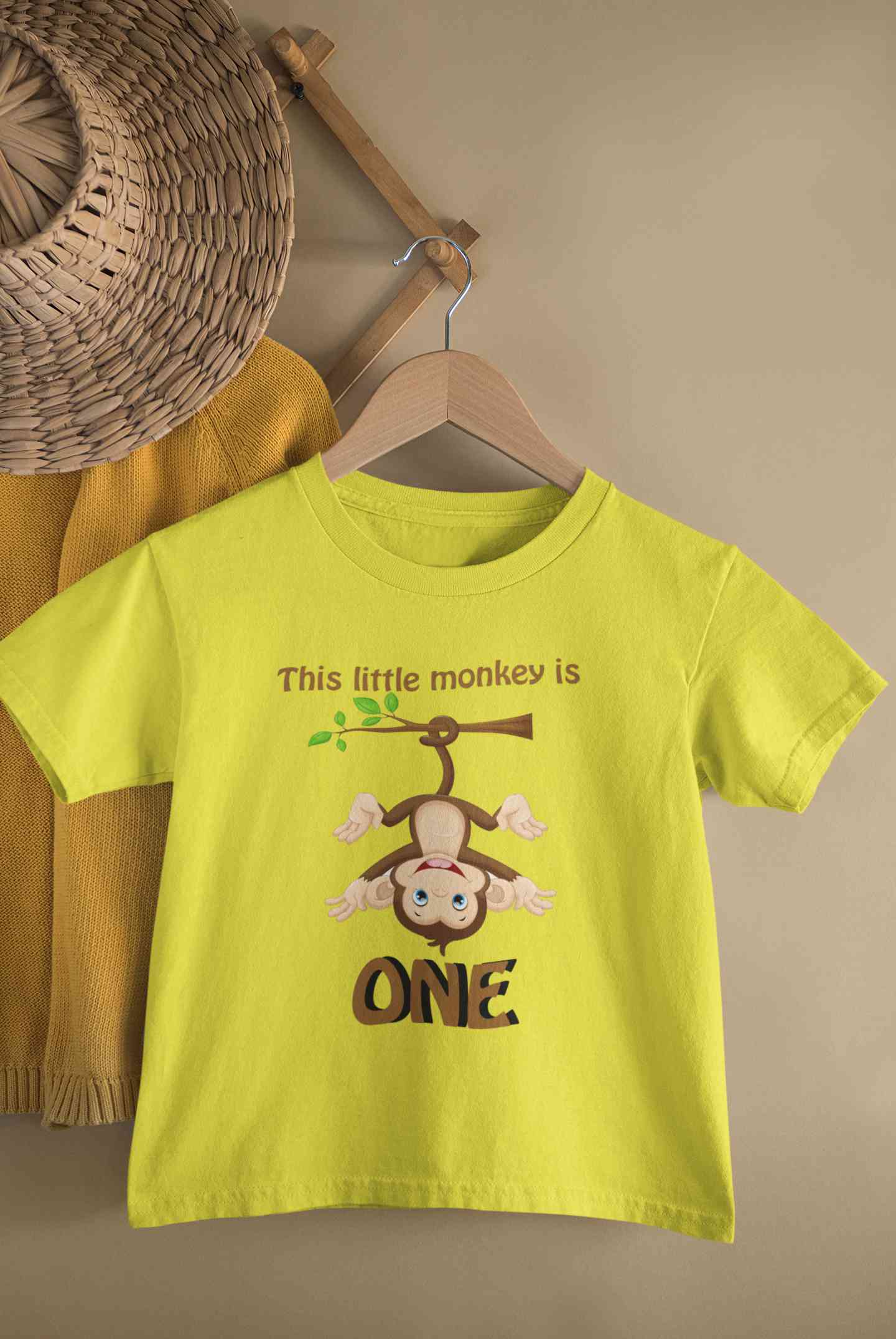 Little Monkey Is One First Birthday Half Sleeves T-Shirt for Boy-FunkyTeesClub