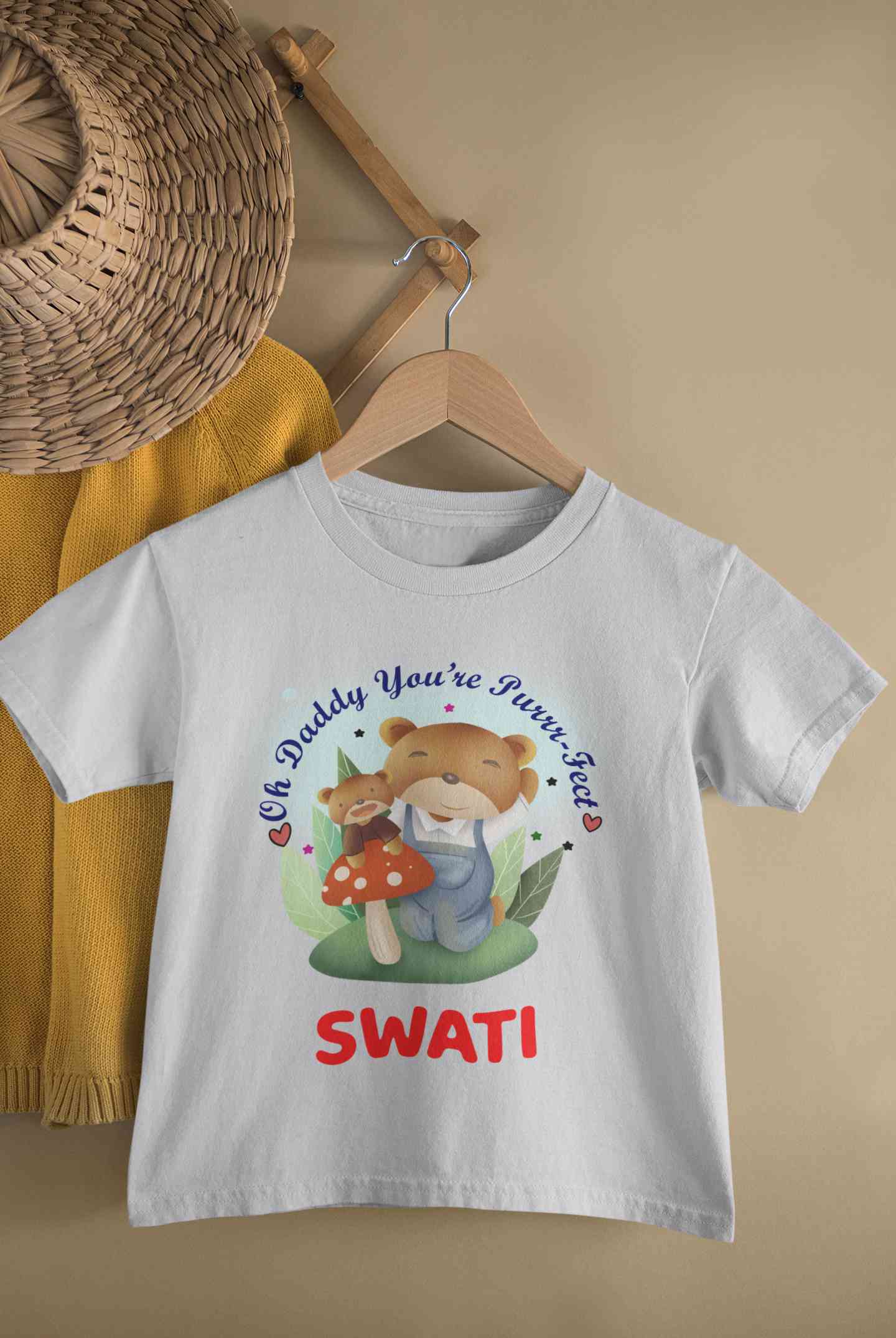 Custom Name Ohh Daddy You Are Purr Fect Fathers Day Half Sleeves T-Shirt For Girls -FunkyTeesClub