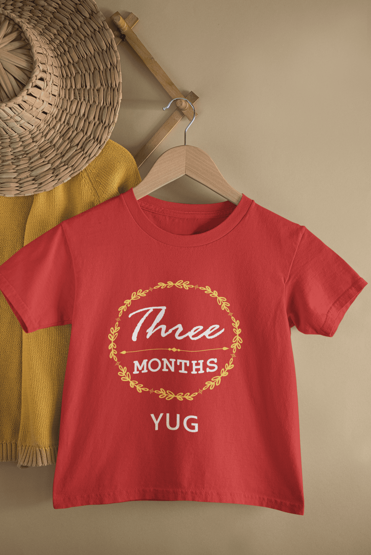 Custom Name Three Month Birthday Half Sleeves T-Shirt for Boys -FunkyTeesClub