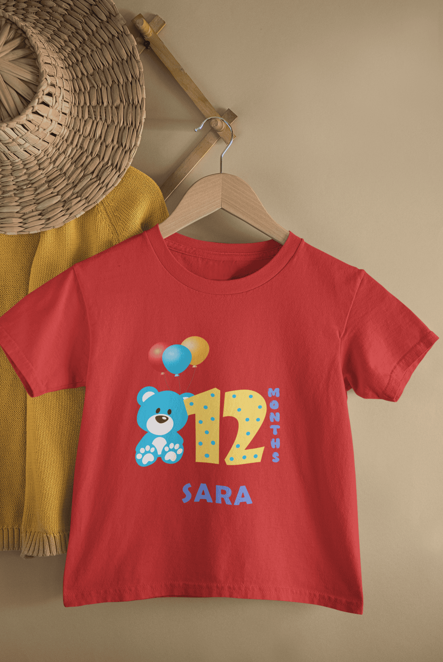 Custom Name Twelve Month Birthday Half Sleeves T-Shirt For Girls -FunkyTeesClub