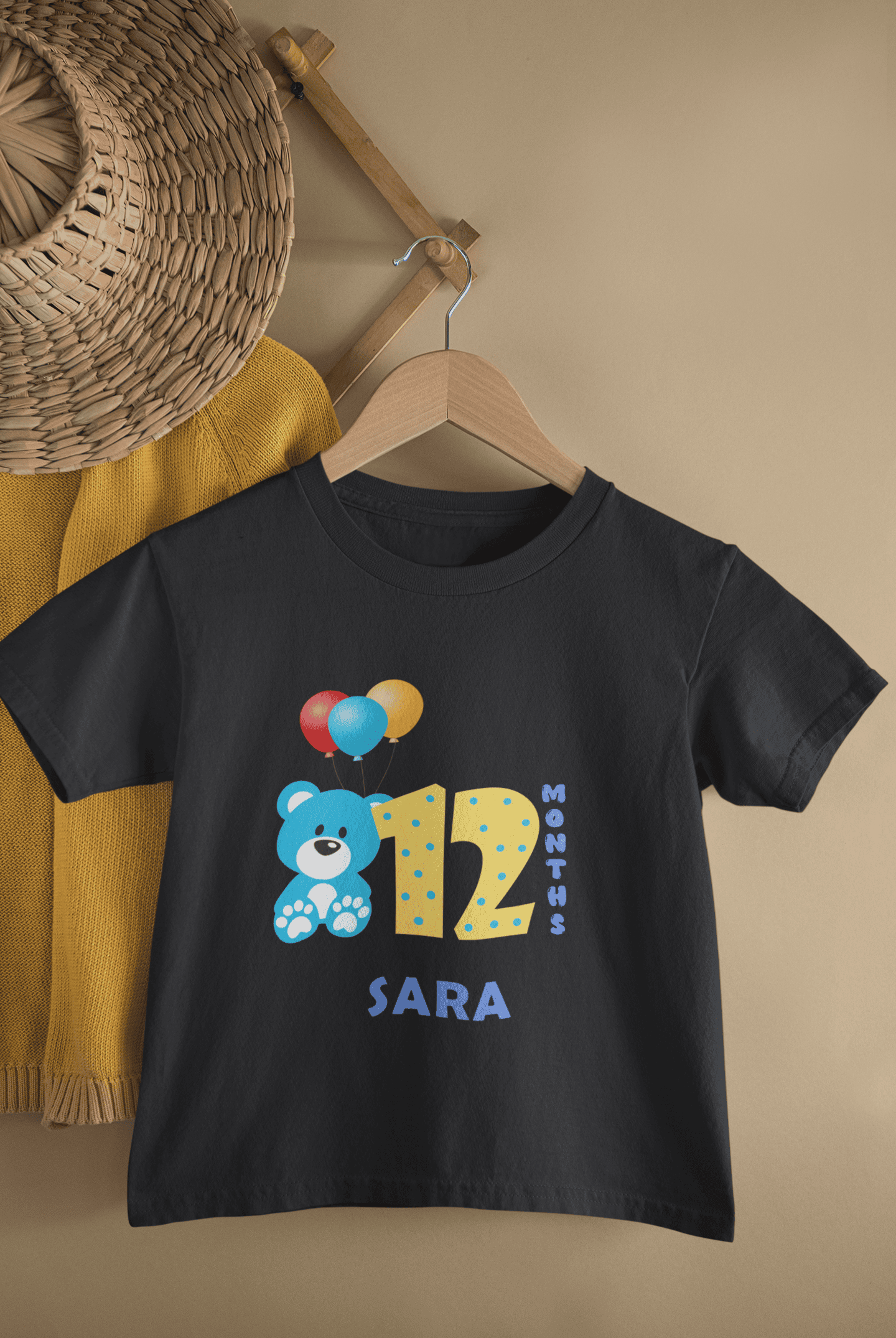 Custom Name Twelve Month Birthday Half Sleeves T-Shirt For Girls -FunkyTeesClub