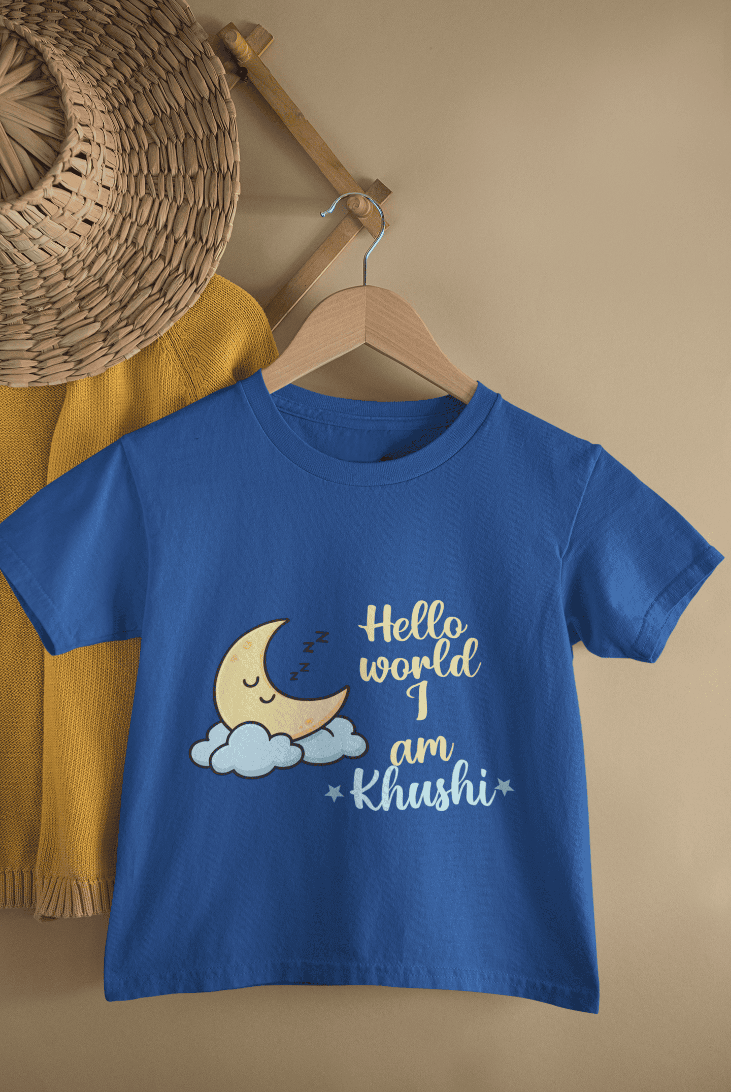 Custom Name Hello World New Born Half Sleeves T-Shirt For Girls -FunkyTeesClub