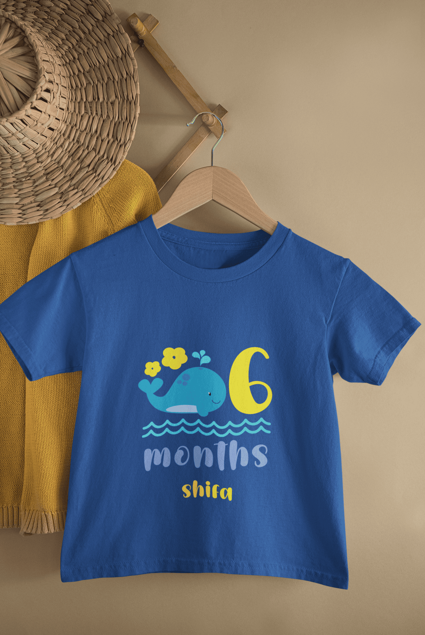 Custom Name Sixth Month Birthday Cute Half Sleeves T-Shirt For Girls -FunkyTeesClub