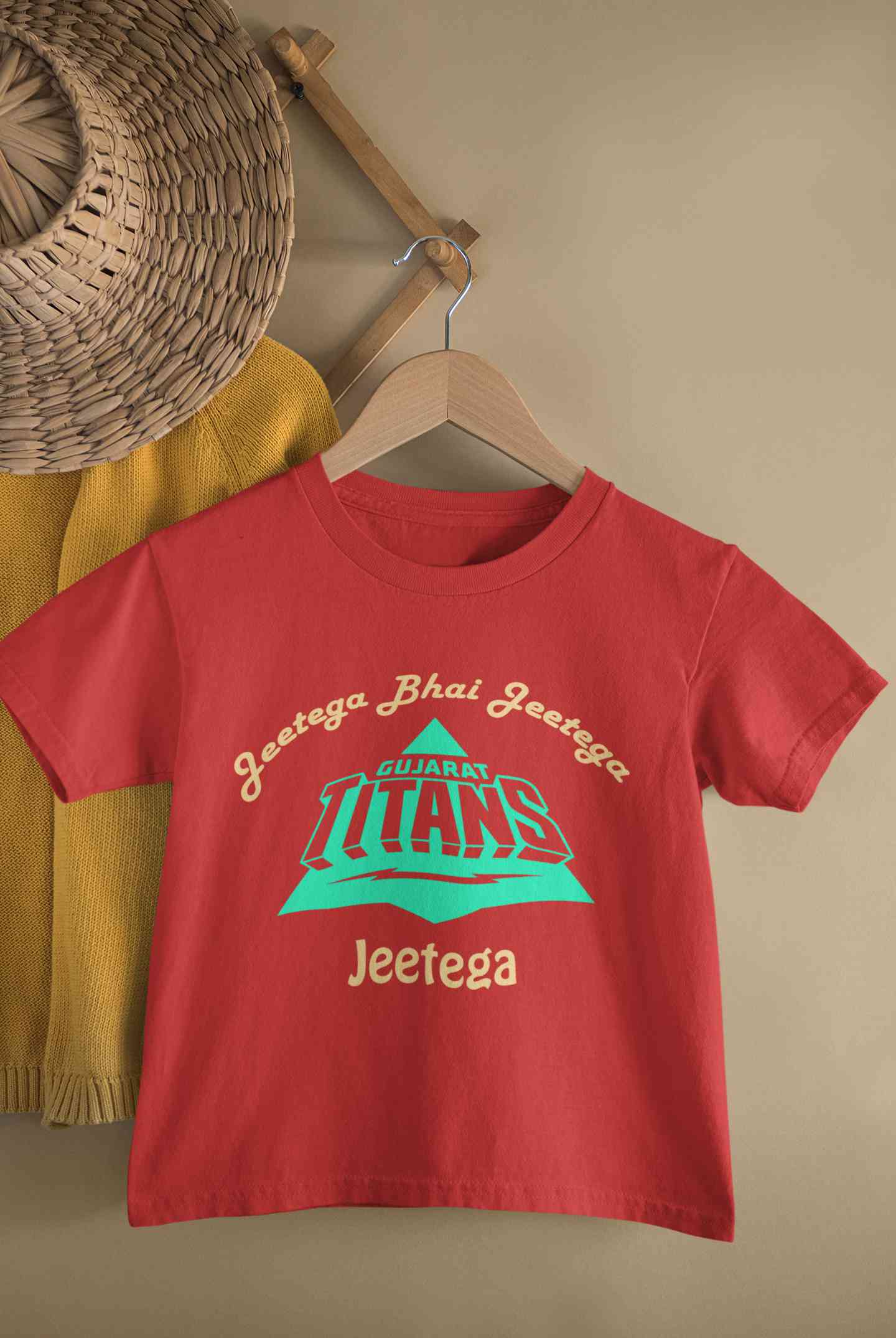 IPL Gujarat Titans Jeetega Bhai Jeetega GT Jeetega Half Sleeves T-Shirt for Boy-FunkyTeesClub