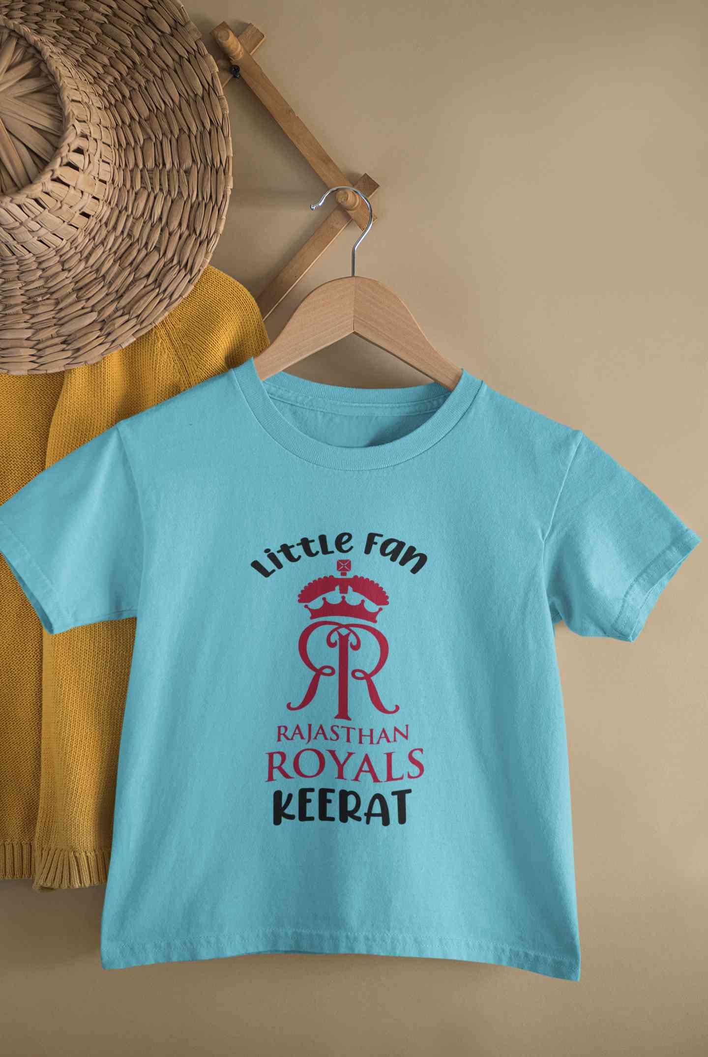 Custom Name IPL RR Rajasthan Royals Little Fan Half Sleeves T-Shirt For Girls -FunkyTeesClub